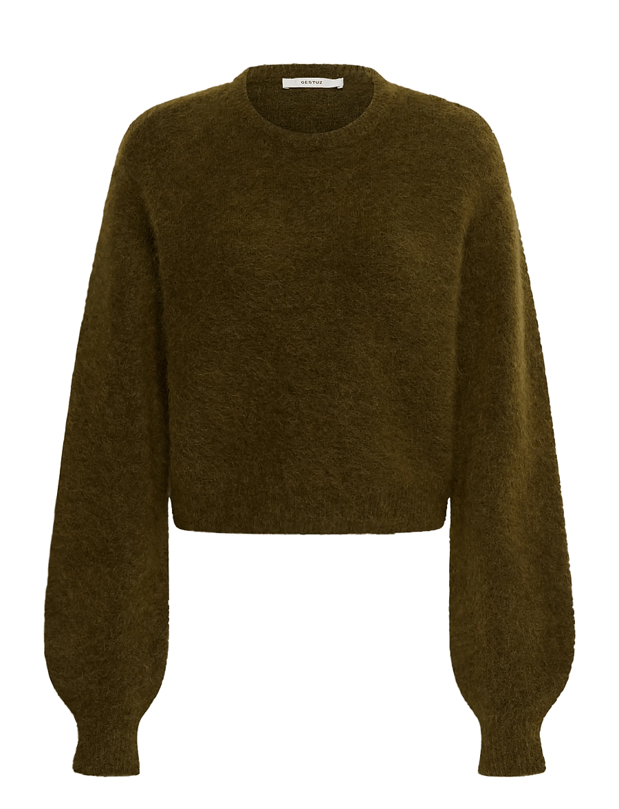 Gestuz - GZdebbie short pullover - stickade tröjor - plantation melange - 0