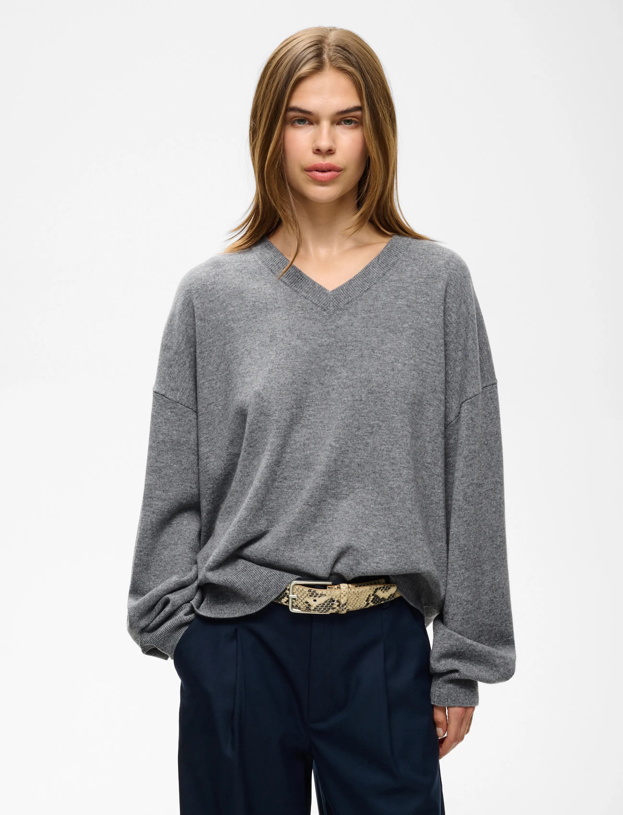 Gestuz - GZmanzi V pullover - stickade tröjor - concrete mÉlange - 2