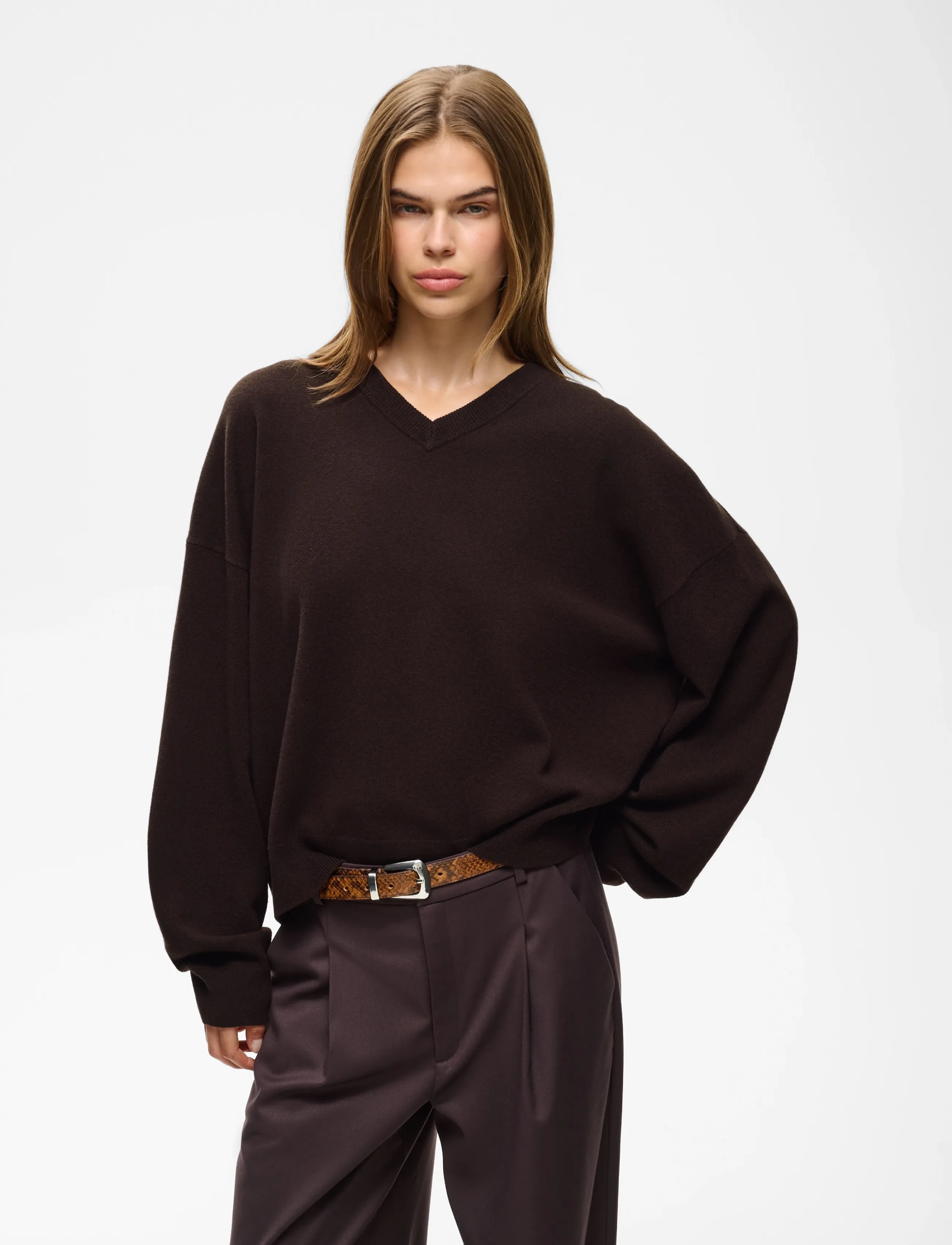 Gestuz - GZmanzi V pullover - stickade tröjor - ganache - 2