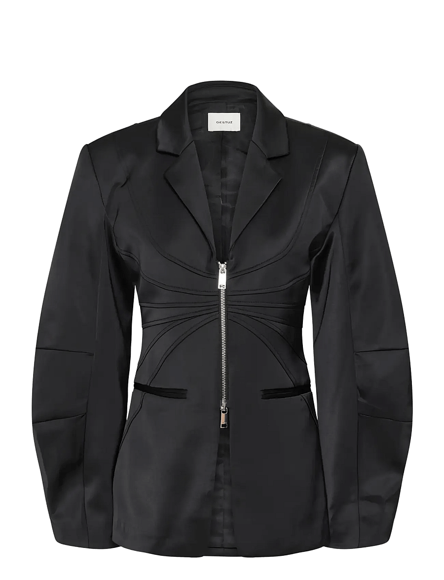 Gestuz - GZtitta satin blazer - enkeltradede blazere - black - 0