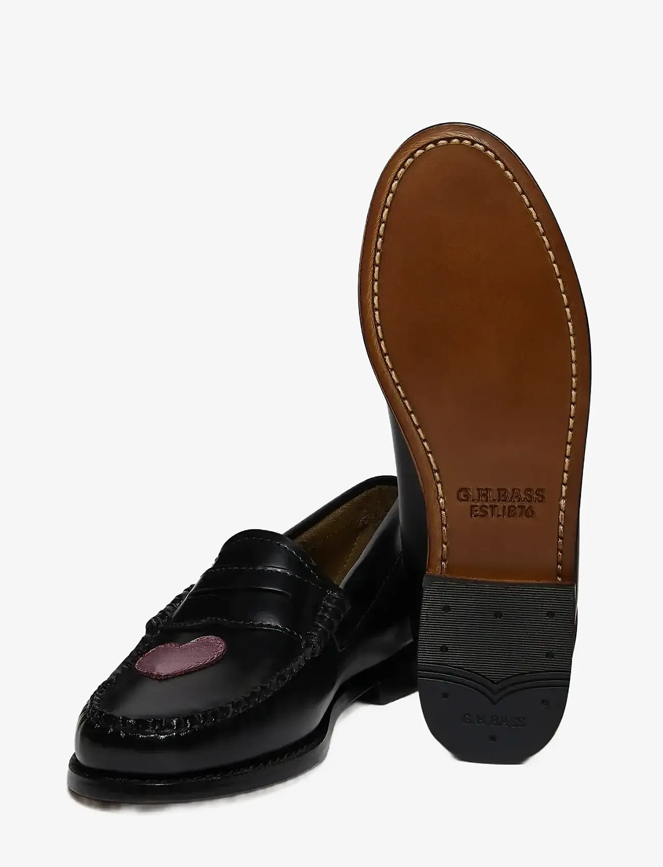 G.H. BASS - GH WEEJUN WMN PENNY LOVE - særlige begivenheder - black lthr w/pink - 2