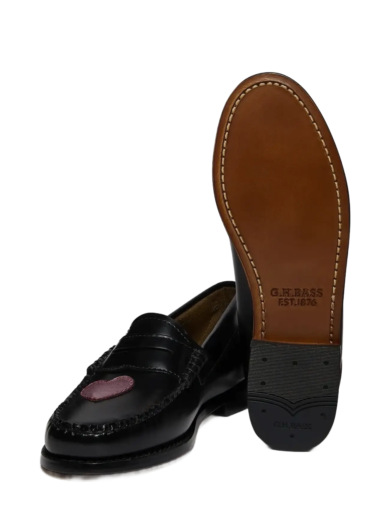 G.H. BASS - GH WEEJUN WMN PENNY LOVE - fashion trends - black lthr w/pink - 2