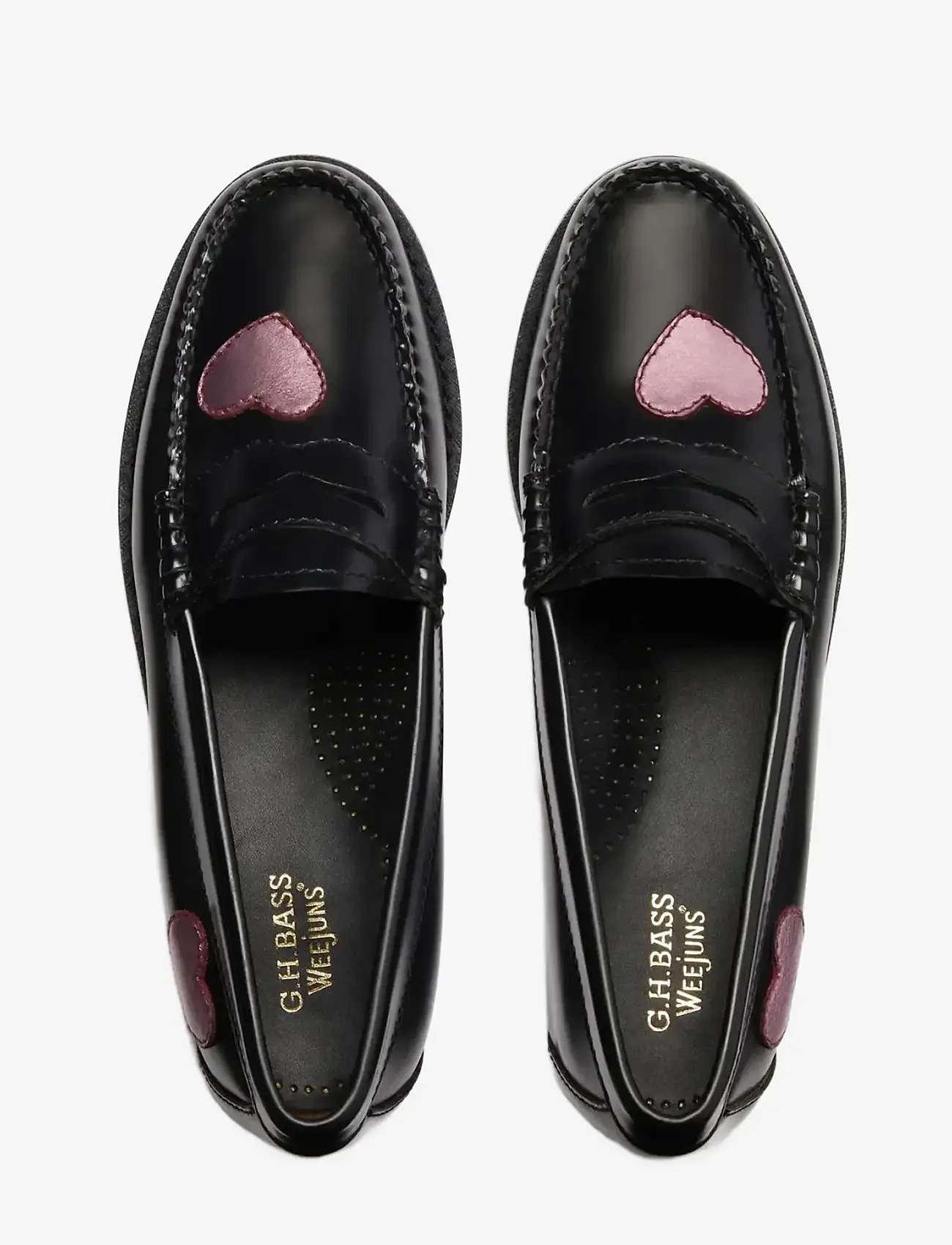G.H. BASS - GH WEEJUN WMN PENNY LOVE - særlige begivenheder - black lthr w/pink - 3