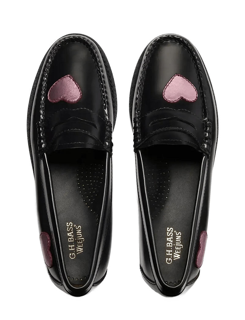 G.H. BASS - GH WEEJUN WMN PENNY LOVE - mokasīnveida apavi - black lthr w/pink - 3