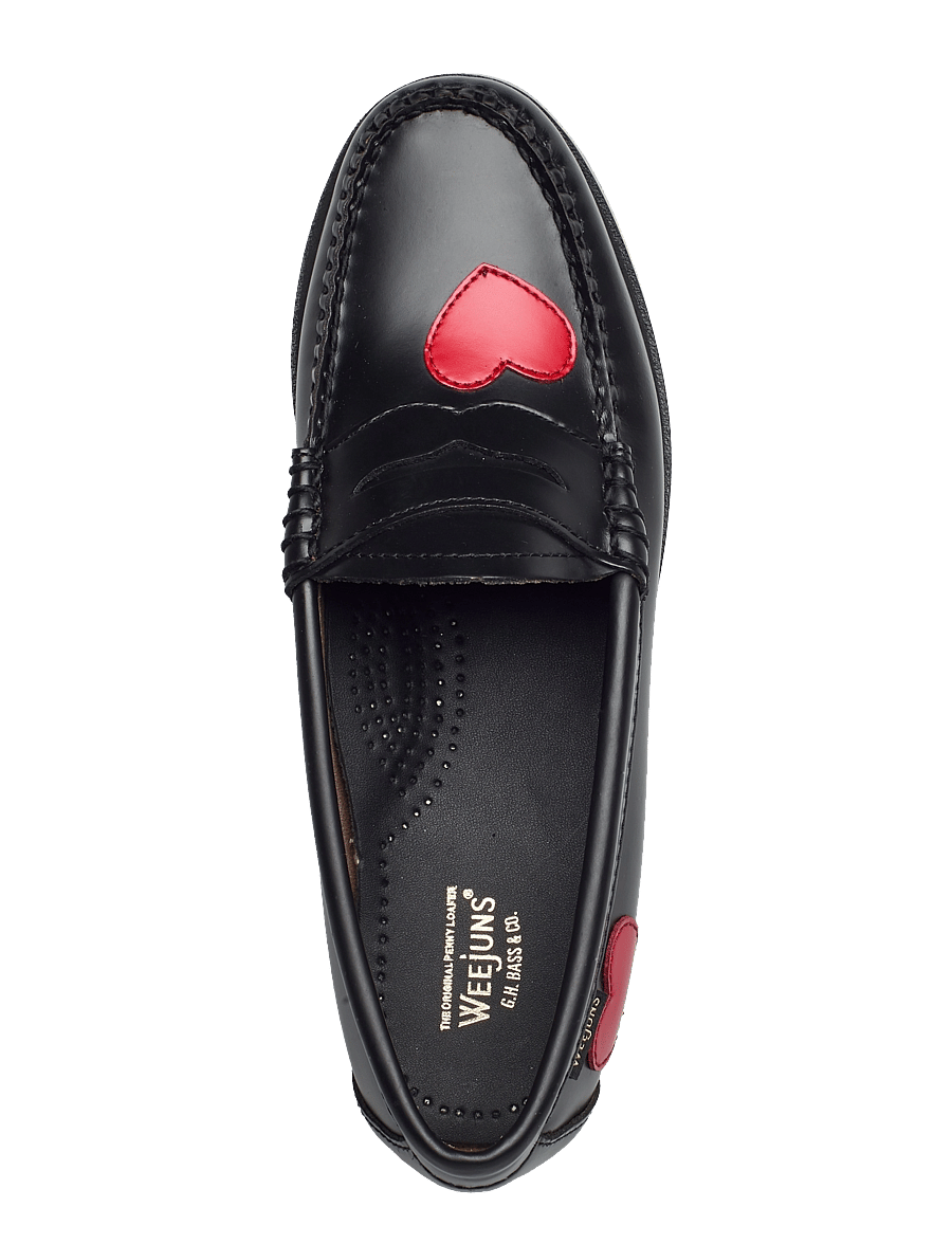 G.H. BASS - GH WEEJUN WMN PENNY LOVE - fashion trends - black lthr w/red - 3