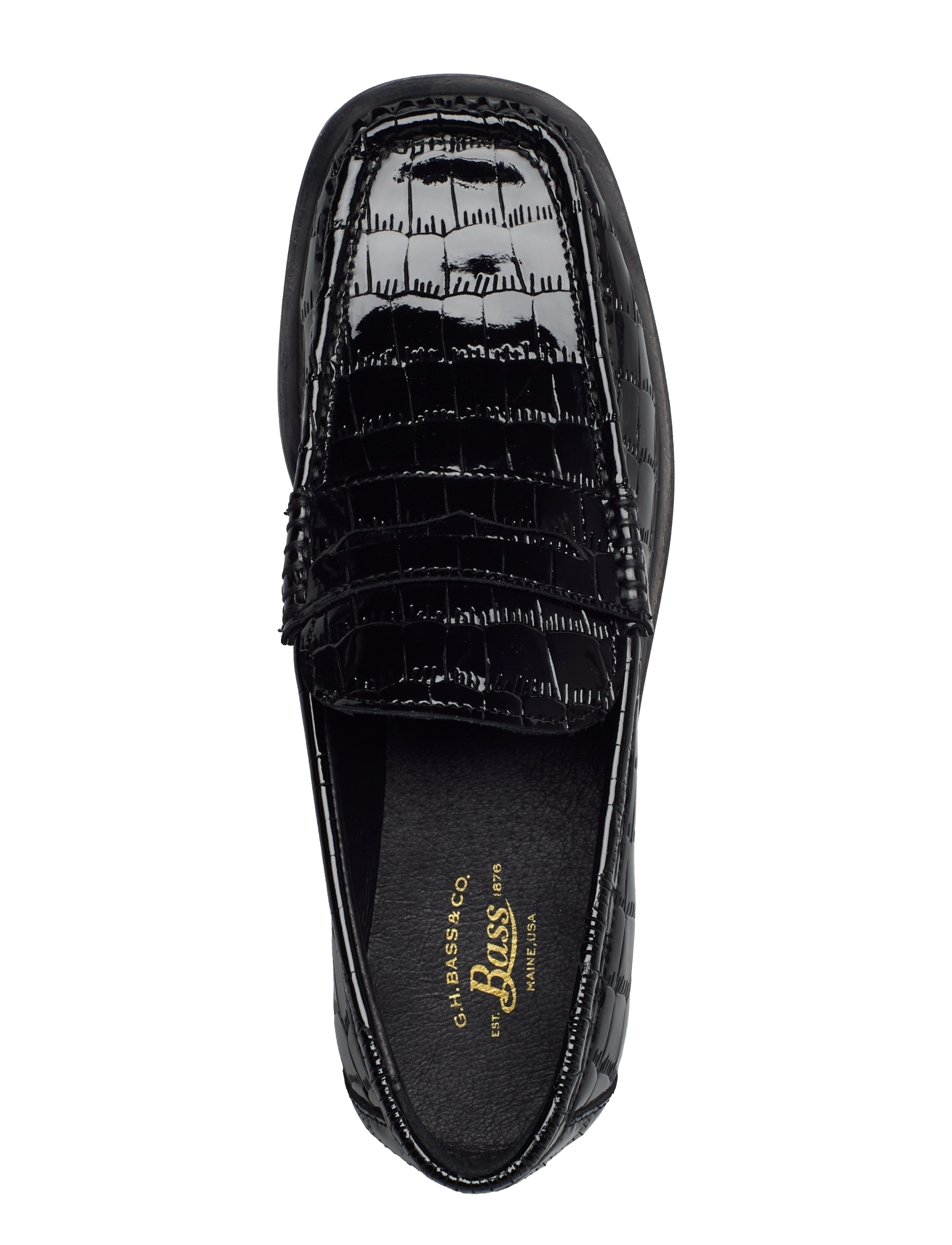 G.H. BASS - GH ALICE SQUARE TOE LOAFER - crocodile black lthr - 3