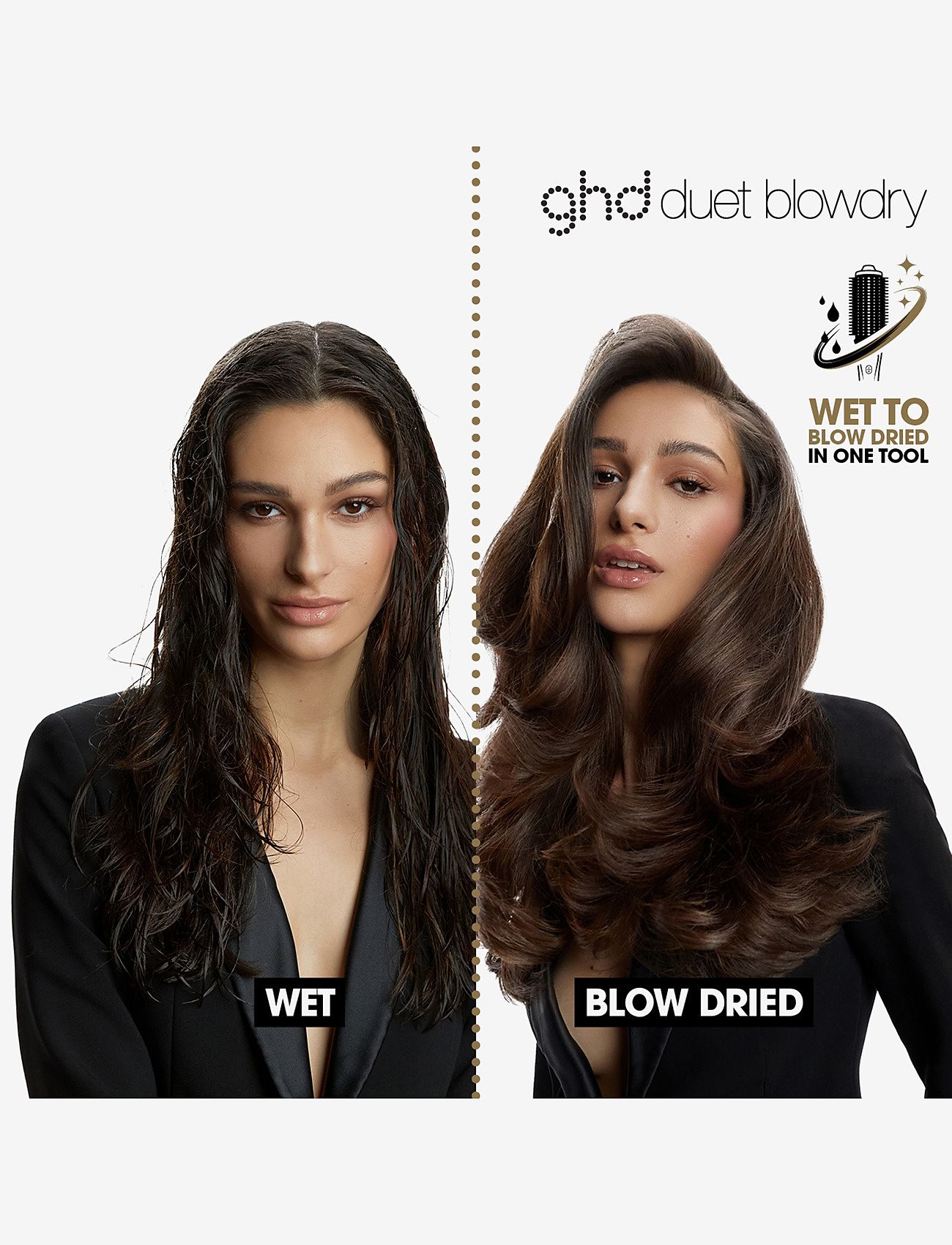 ghd - ghd Duet Blow Dry - 2-in-1 Hair Dryer Brush White - värmeborste - white - 1
