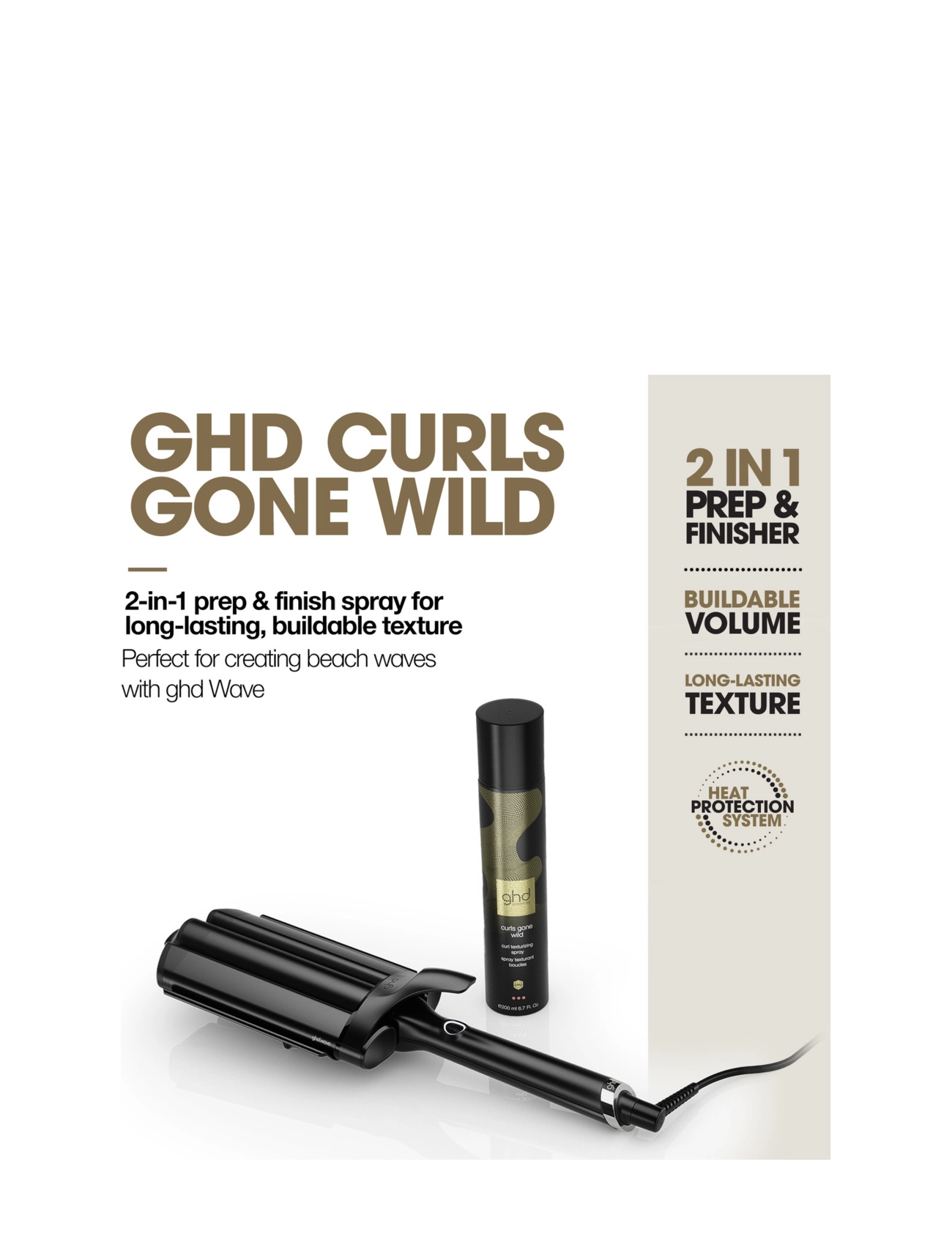 ghd - ghd Curls Gone Wild - Heat Protect Texturing Spray 200 ml - värmeskydd - none - 3