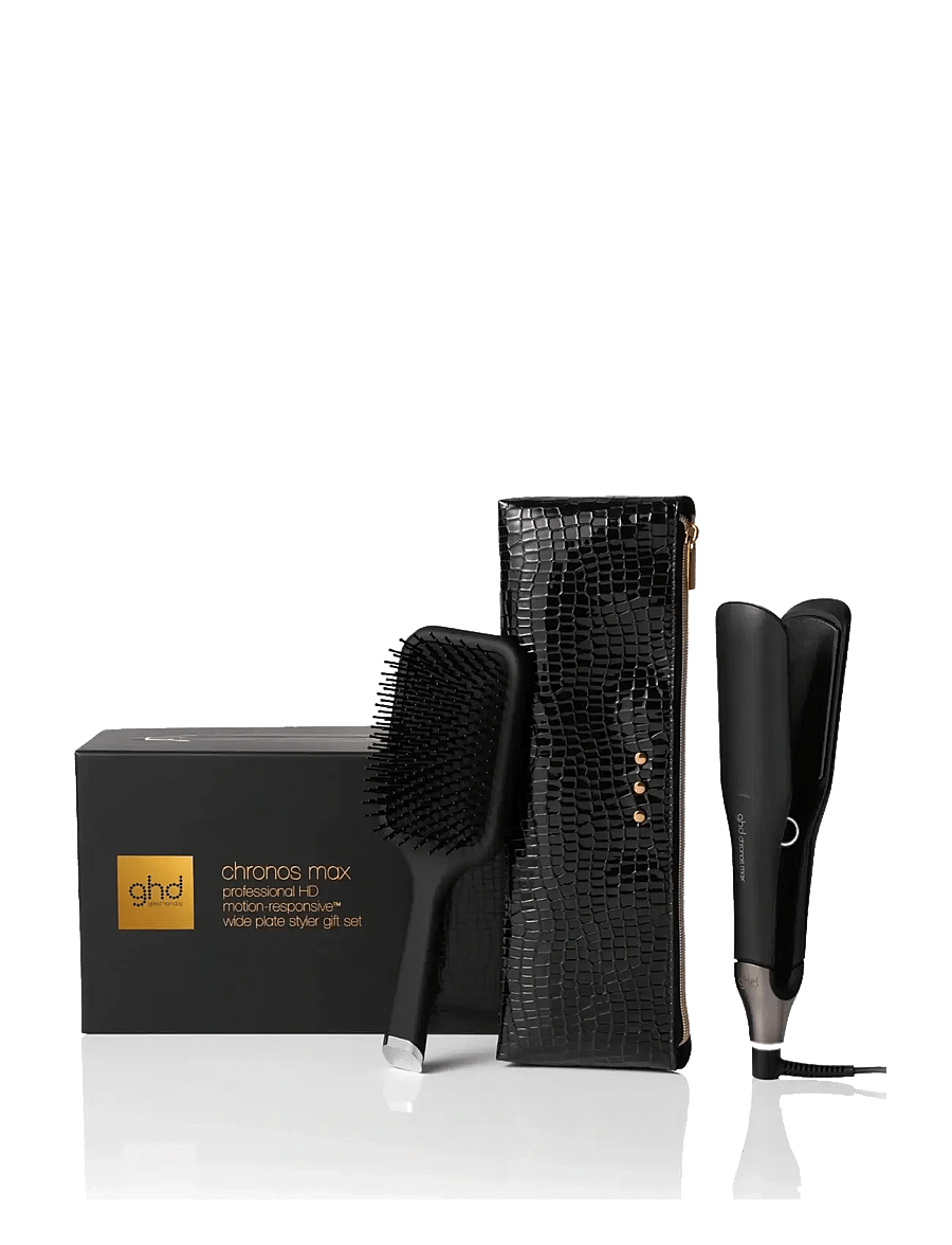 ghd - ghd Chronos Max Christmas Gift Set - Wide Plate Hair Straightener - gåvoset - black - 0