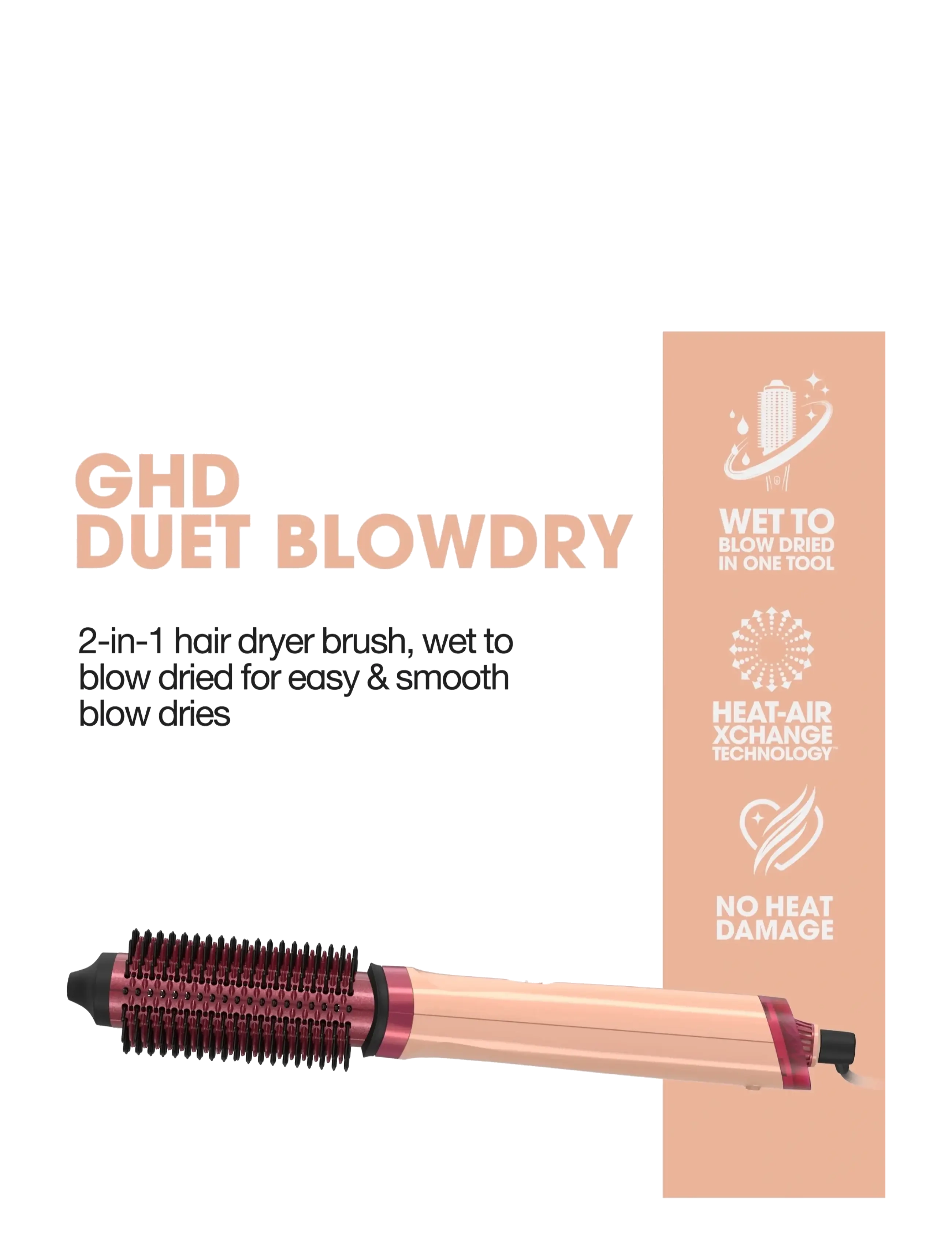 ghd - ghd Duet Blowdry Limited Edition Hair Dryer Brush in Sun-Kissed Peach - nuo 20€ iki 50 € - sun-kissed peach - 1