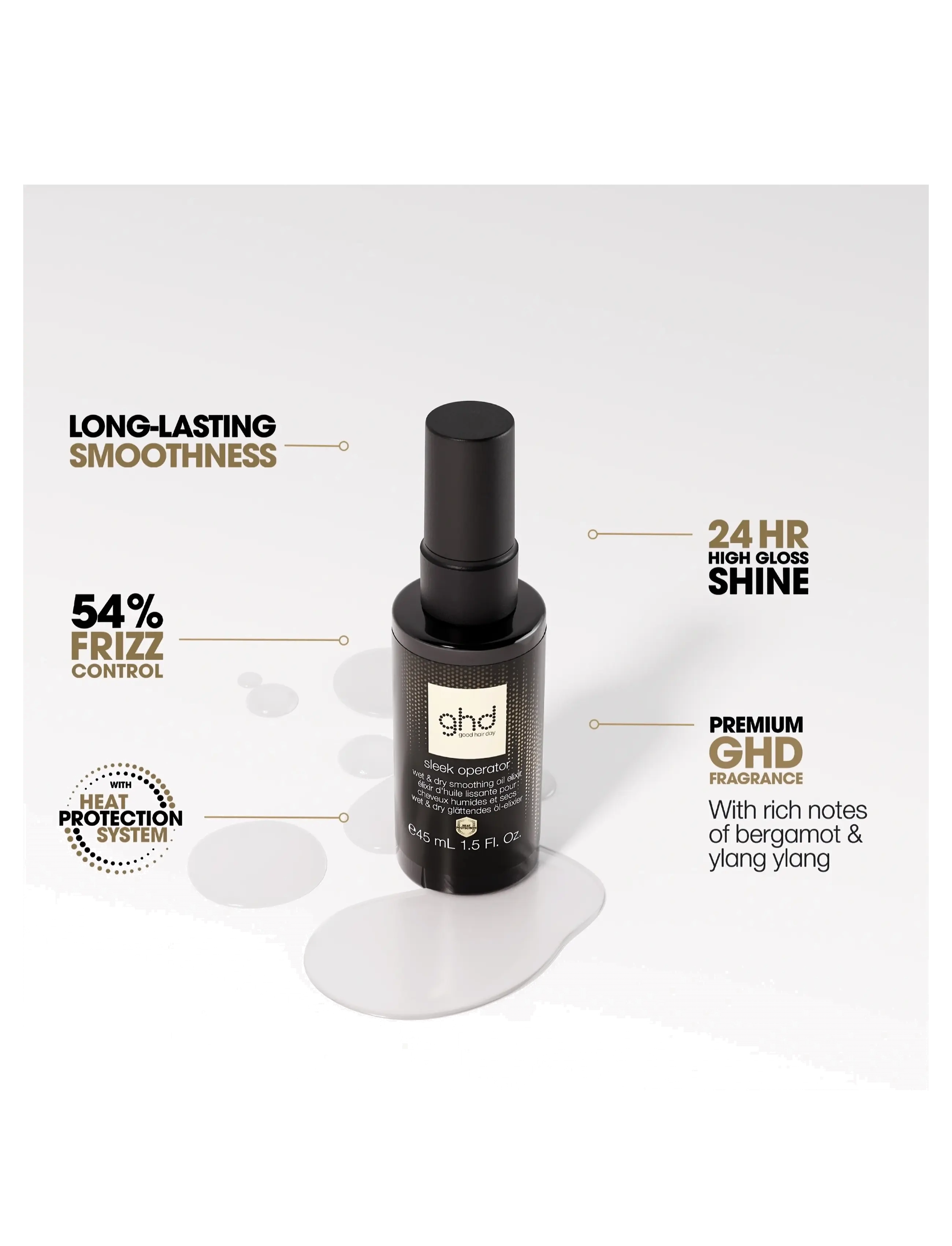 ghd - ghd Sleek Operator - Wet and Dry Hair Oil Elixir 45ml - hår - no color - 2