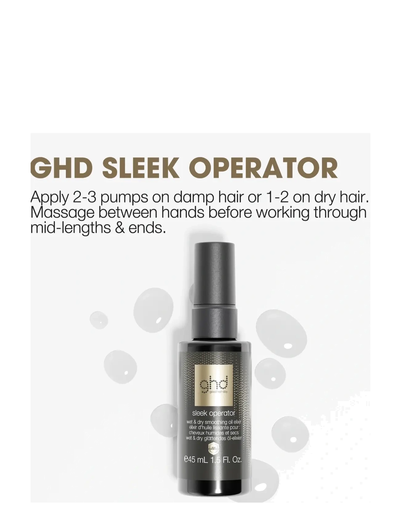 ghd - ghd Sleek Operator - Wet and Dry Hair Oil Elixir 45ml - hår - no color - 3