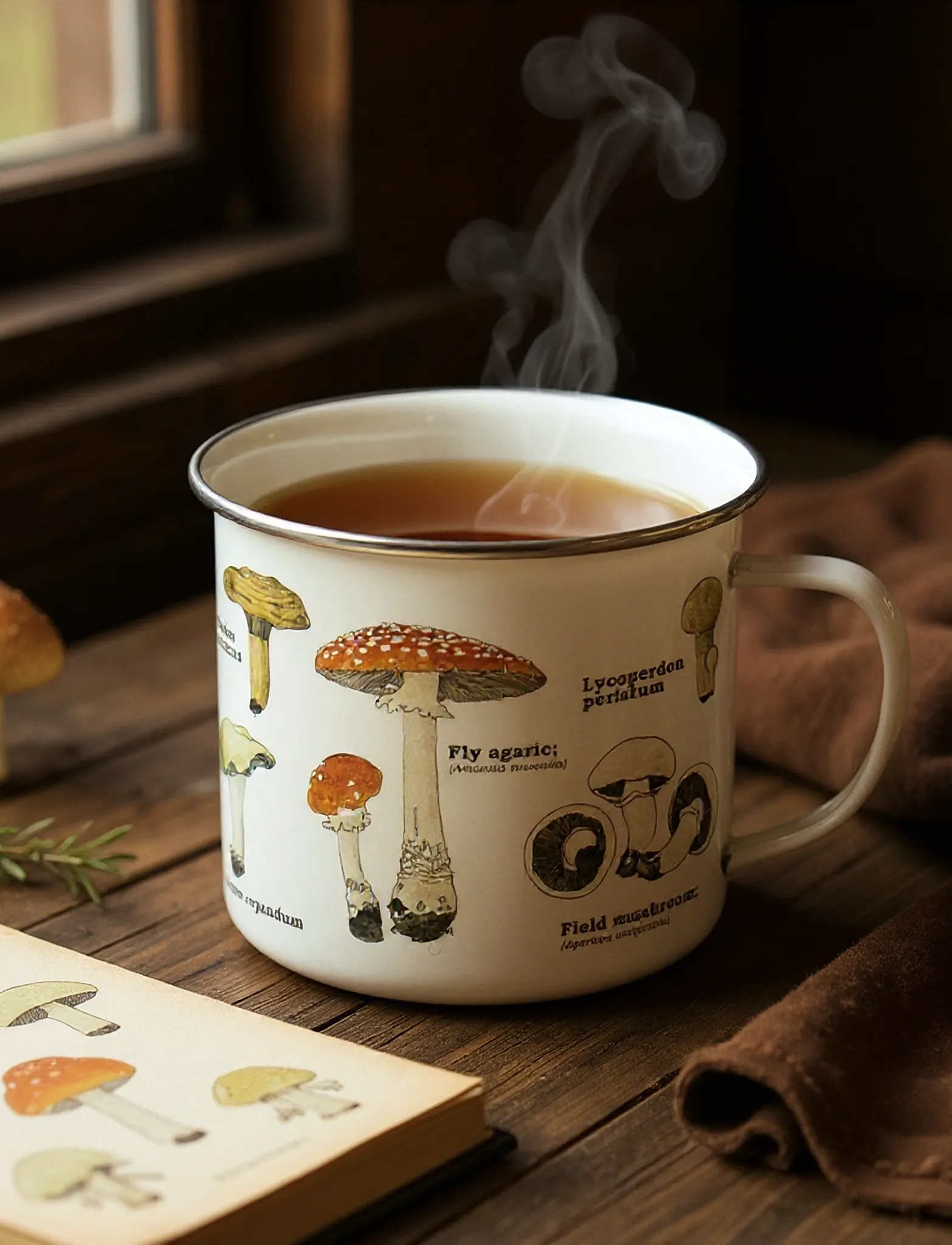 Gift Republic Enamel Mug Mushrooms,,,Weiß Gr.500 ML x 9
