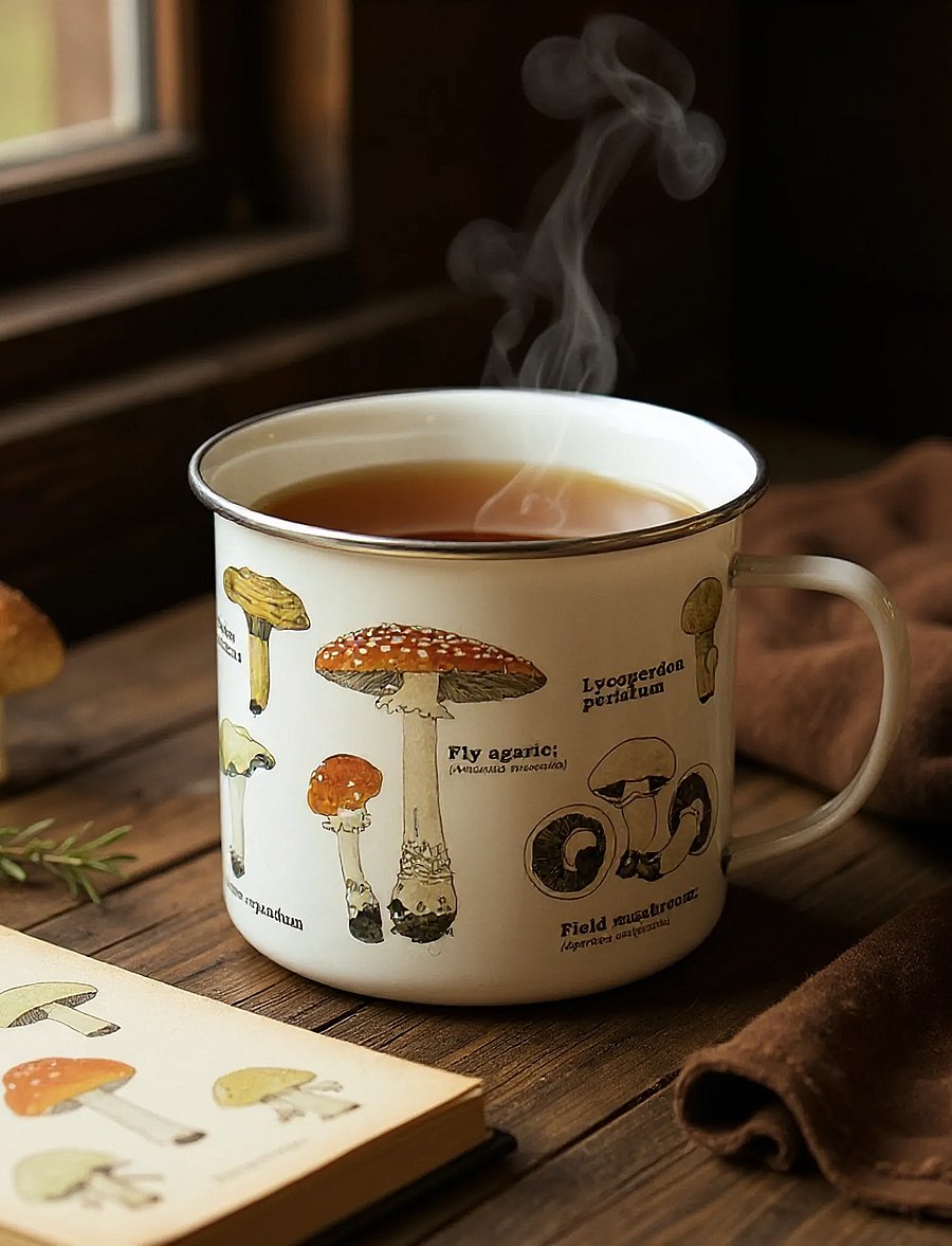 Gift Republic - Enamel Mug Mushrooms - teetassid - white - 0