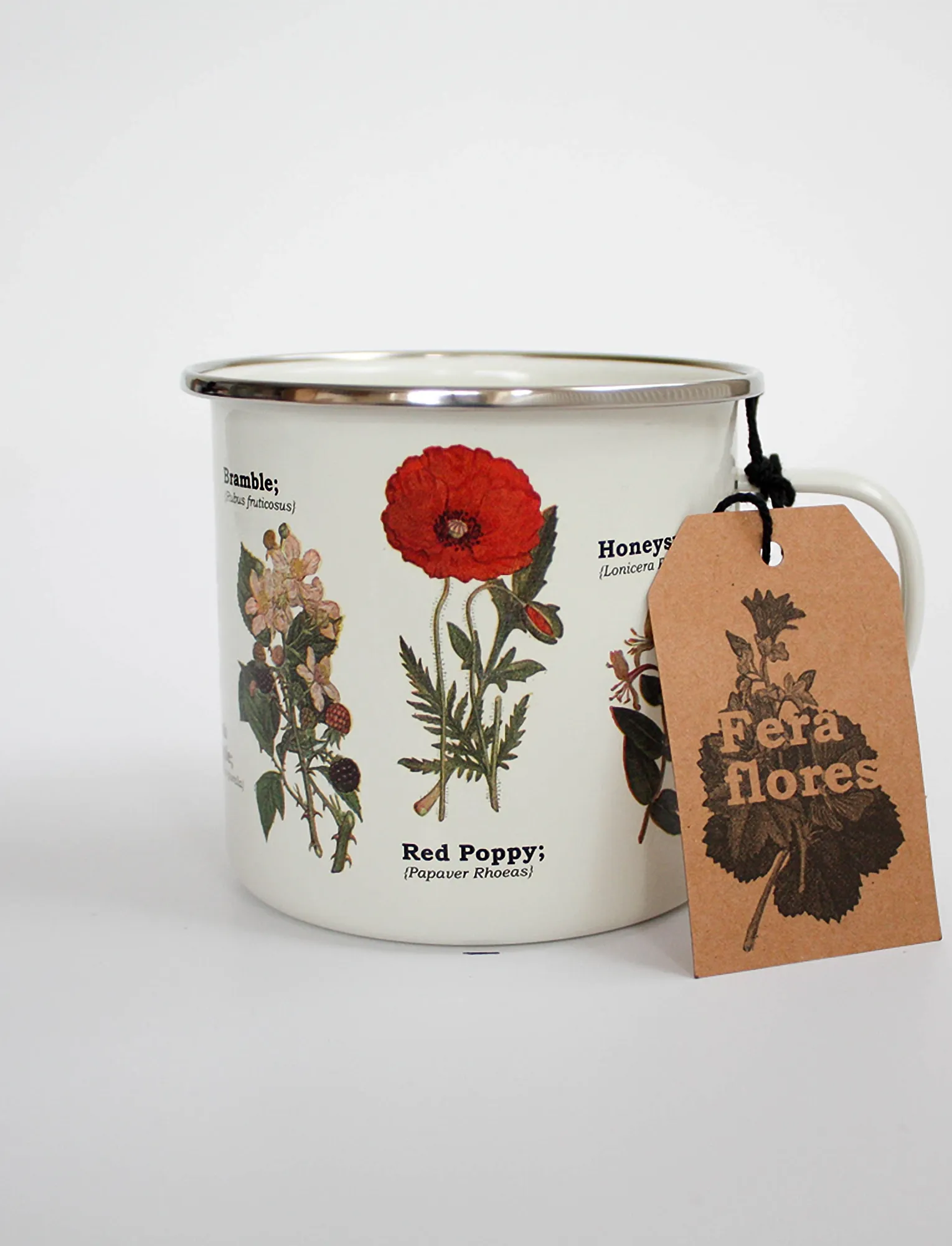 Gift Republic Enamel Mug Wild Flowers,,,Weiß Gr.500 ML x 9
