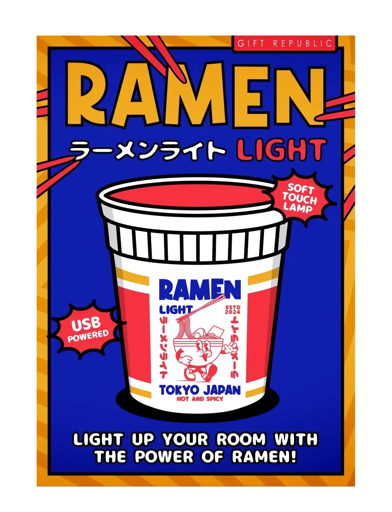Gift Republic Lampa Ramen, 16X11.5X11.5 cm, Lighting, Blau - Table Lamps, Kinder