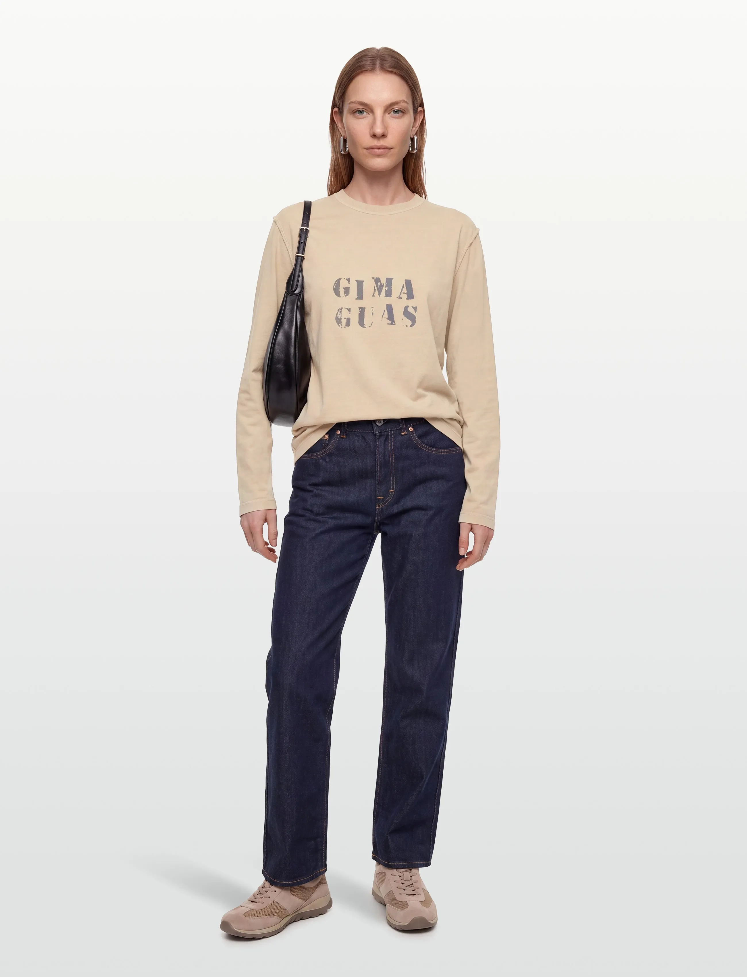 Gimaguas Gima Long Sleeve T Shirt, XS, Beige, T-Shirts & Toppe > Langærmede, Dame