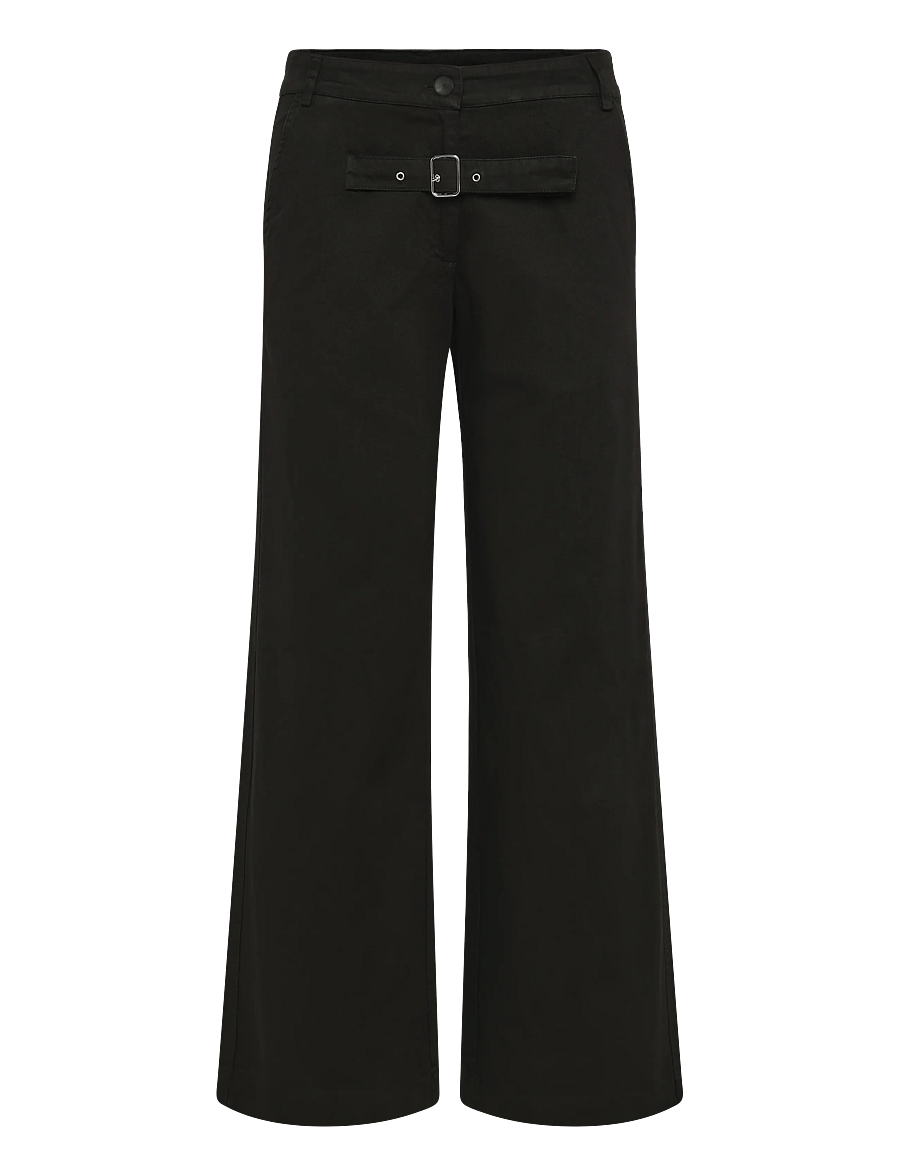 Gimaguas - Belt Trousers - hosen mit weitem bein - black - 0