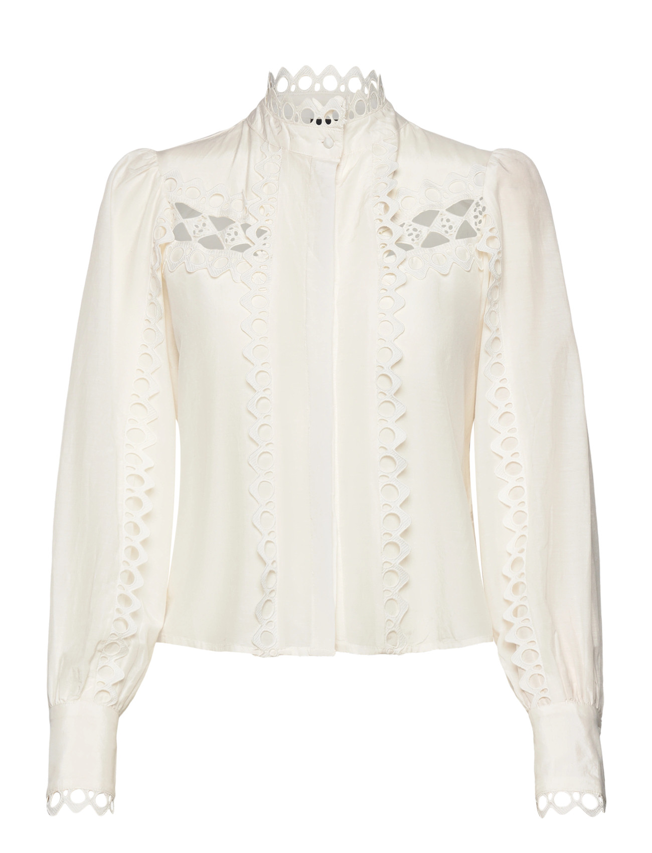 Gina Tricot Embroidery Anglaise Shirt - Cream - M
