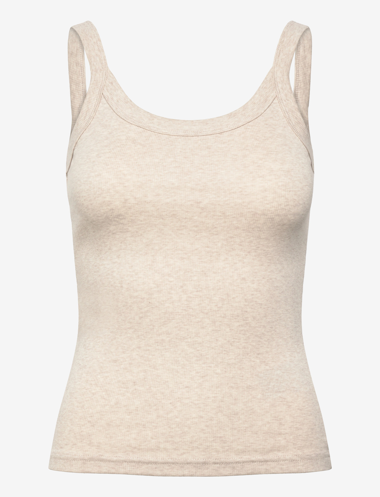 Gina Tricot - Basic rib singlet - tanktops - beige melange (1186) - 1