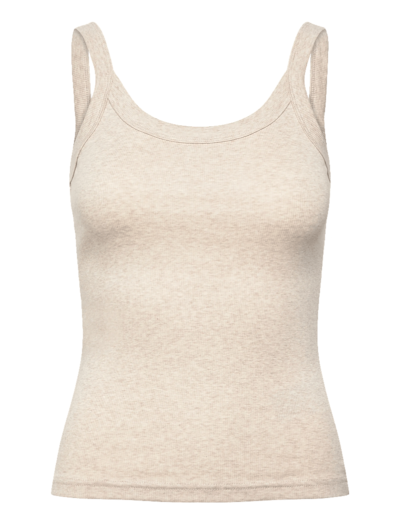 Gina Tricot - Basic rib singlet - Ärmellose tops - beige melange (1186) - 1