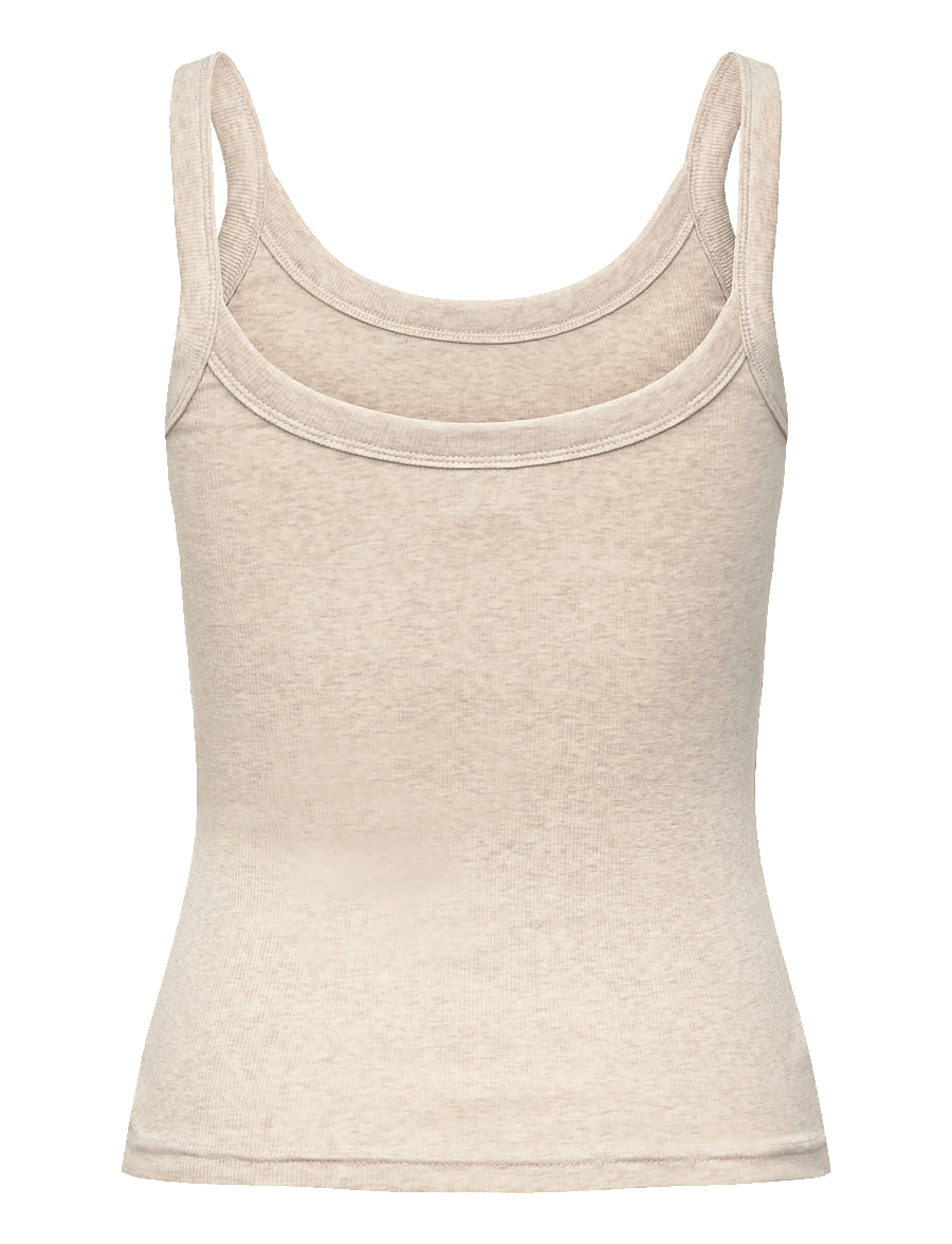 Gina Tricot - Basic rib singlet - beige melange (1186) - 2