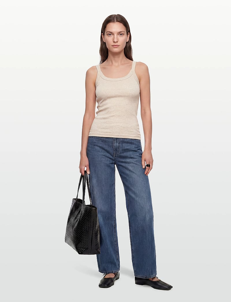 Gina Tricot - Basic rib singlet - Ärmellose tops - beige melange (1186) - 0