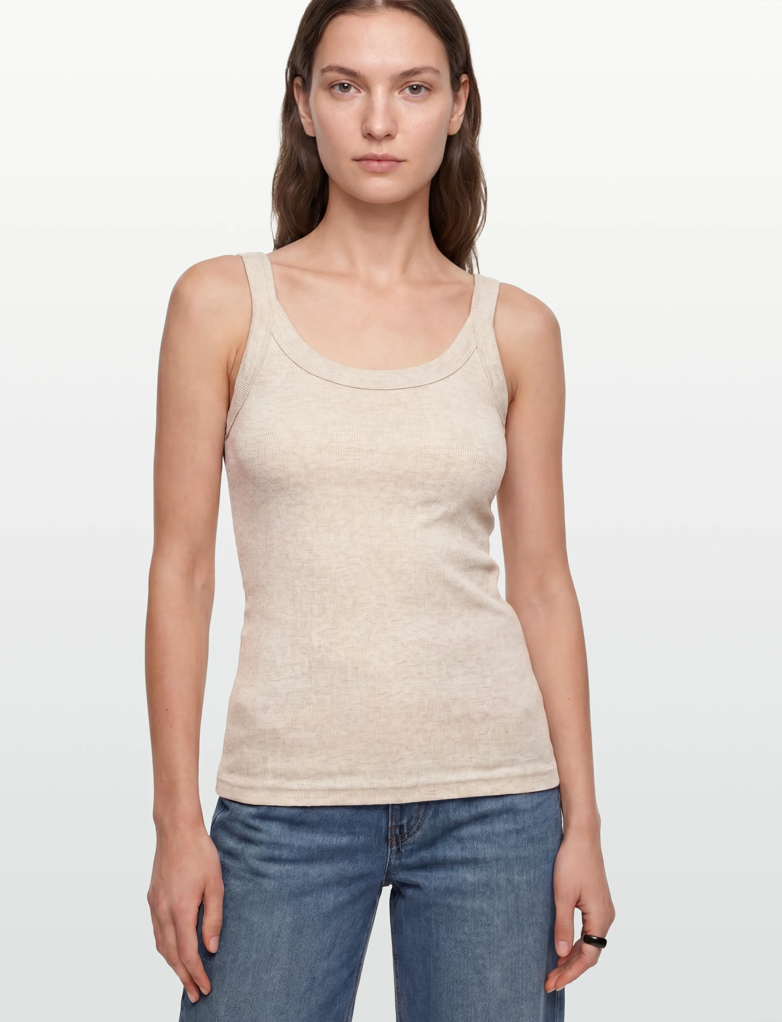 Gina Tricot - Basic rib singlet - ermeløse topper - beige melange (1186) - 3