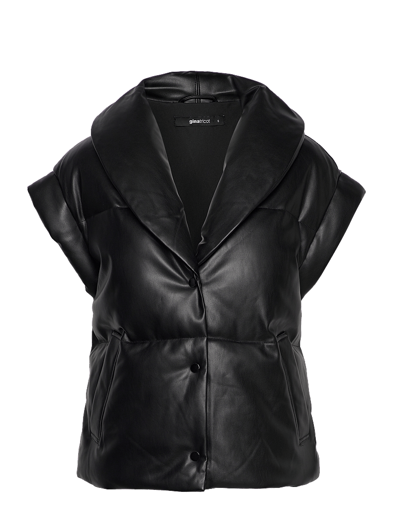 Gina Tricot - Gerbera pu vest - frühlingsjacken - black - 0