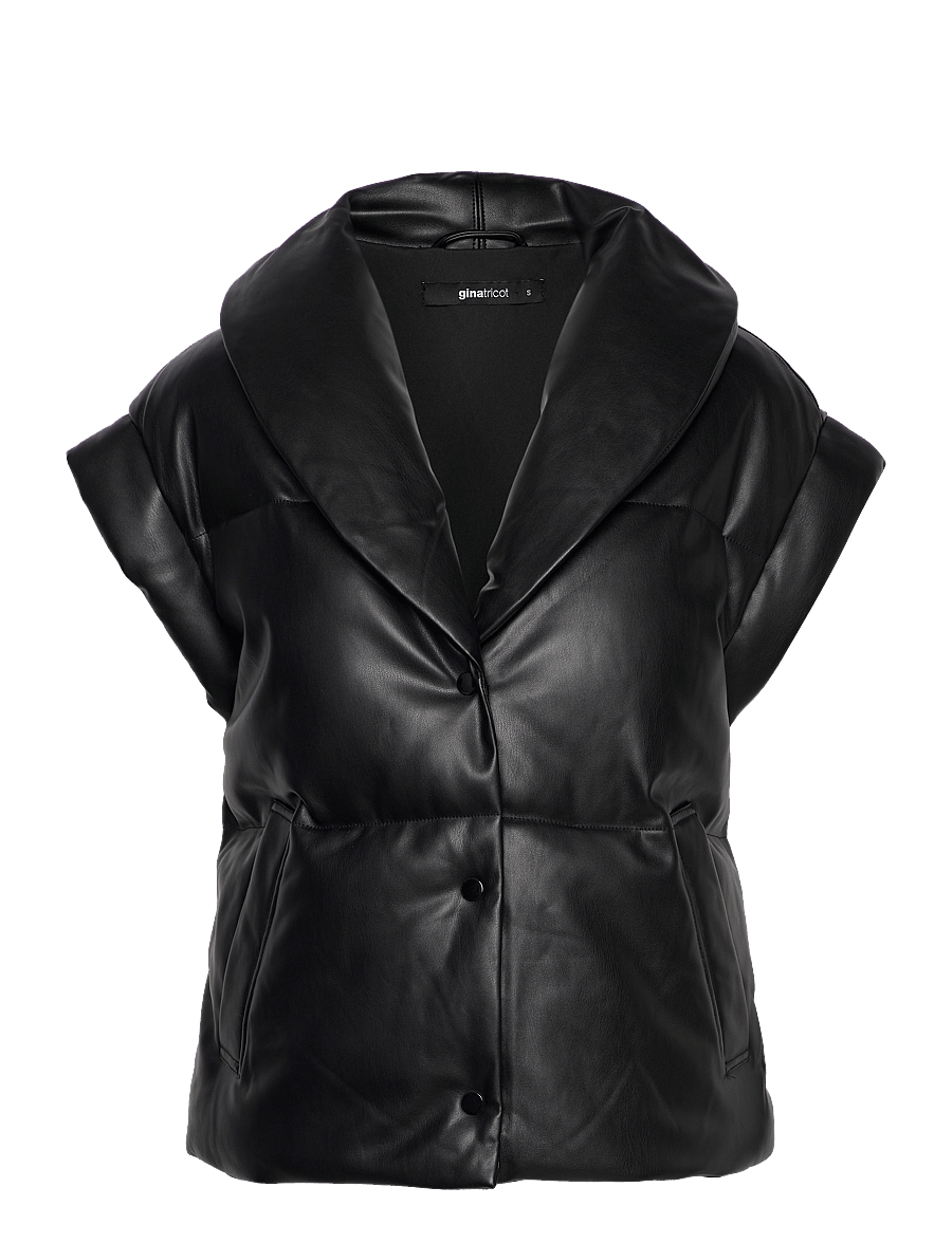Gina Tricot - Gerbera pu vest - frühlingsjacken - black - 0