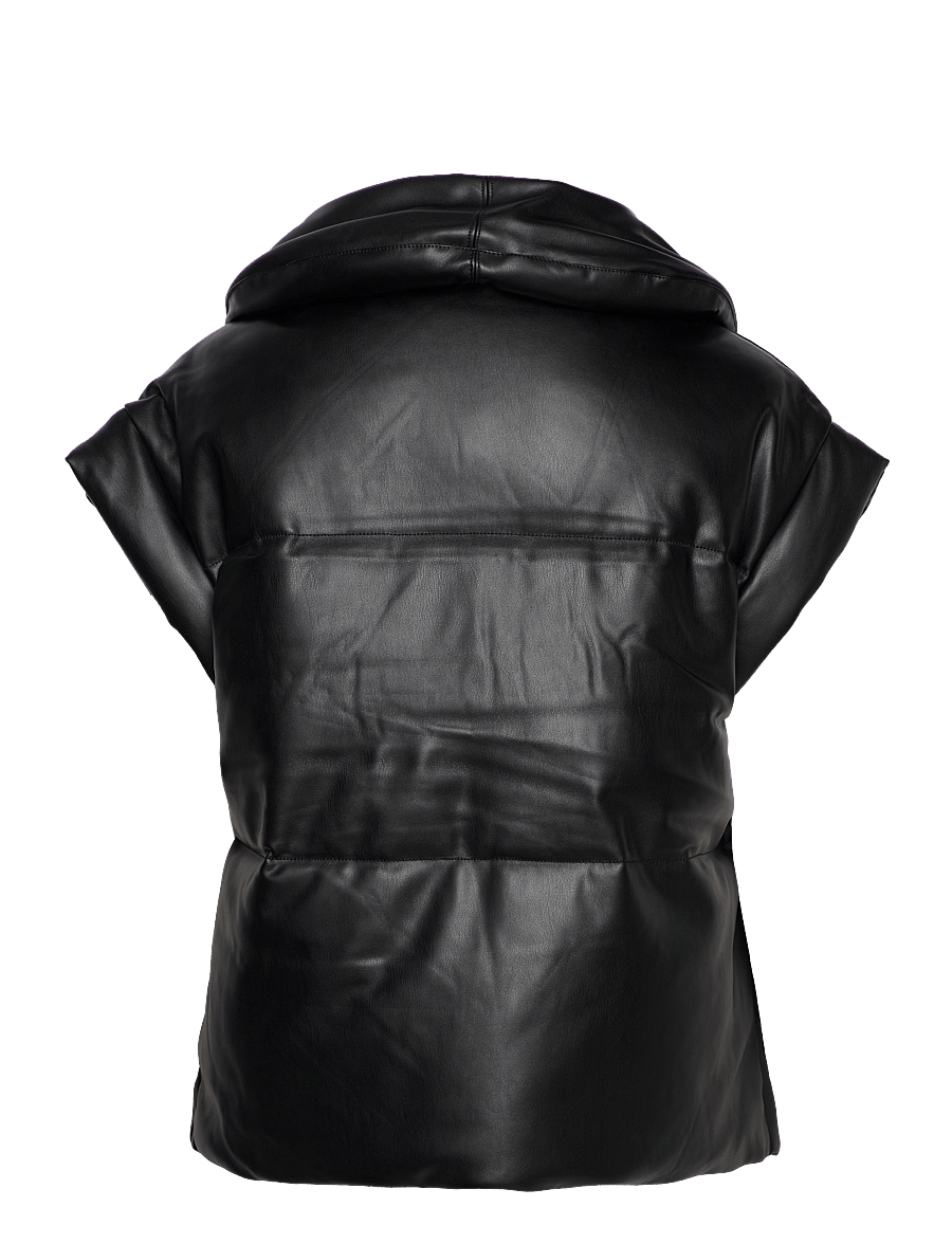 Gina Tricot - Gerbera pu vest - frühlingsjacken - black - 1