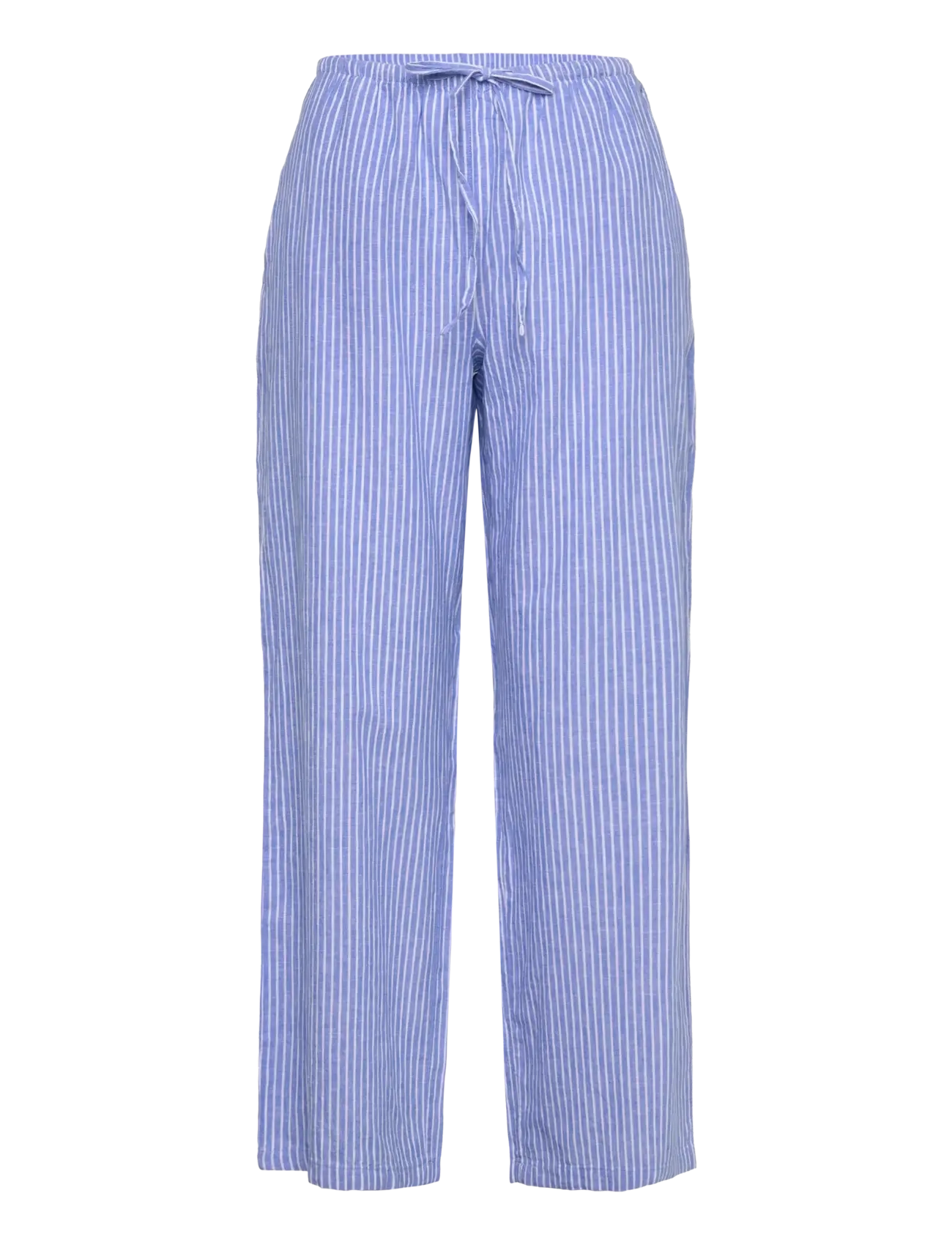 Gina Tricot Linen Blend Trousers, S, Blau - Frauen