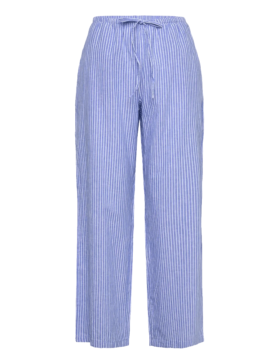 Gina Tricot - linen blend trousers - leinenhosen - blue stripe - 0