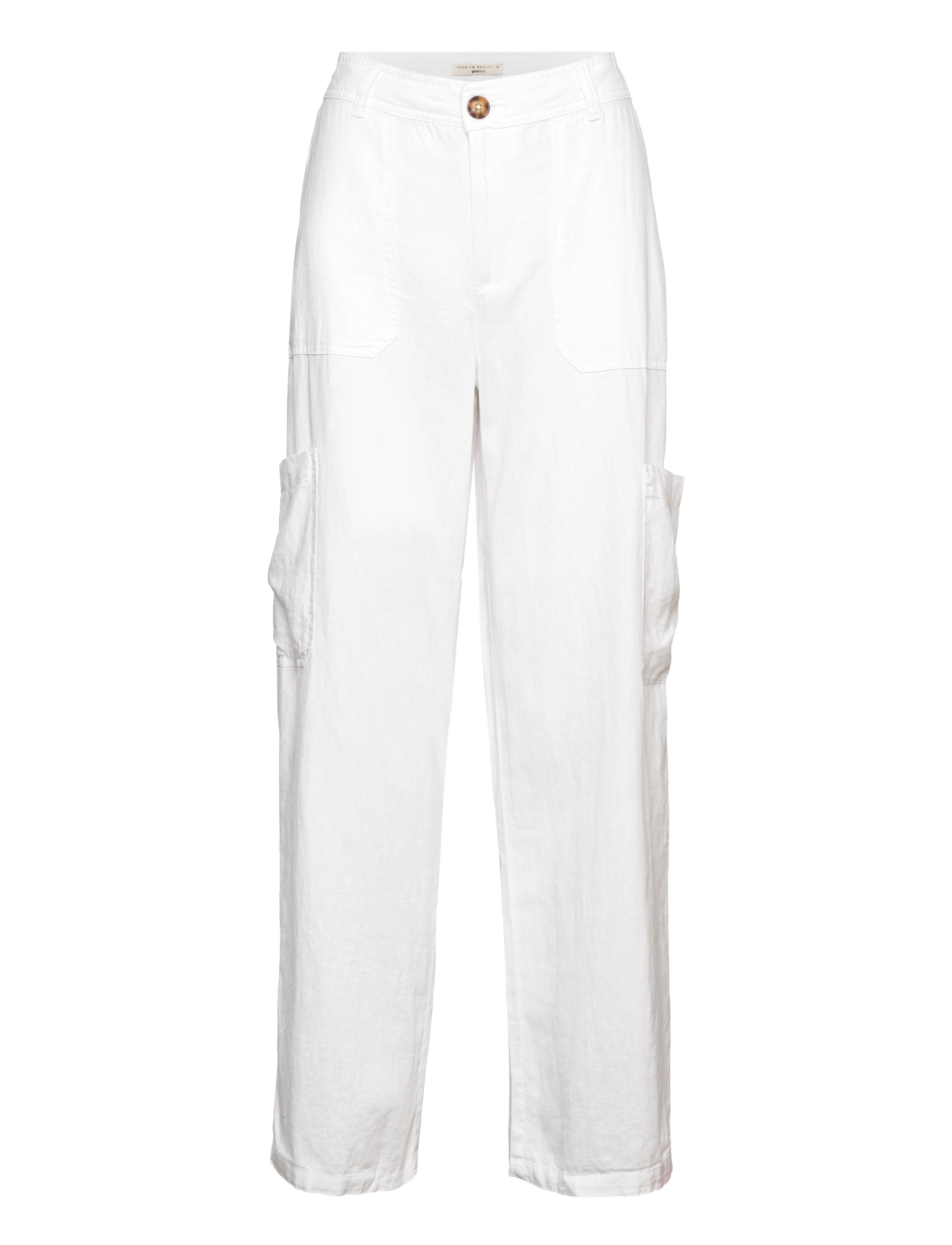Gina Tricot Malika linen blend cargo trousers - Tøj - WHITE (1000) / white