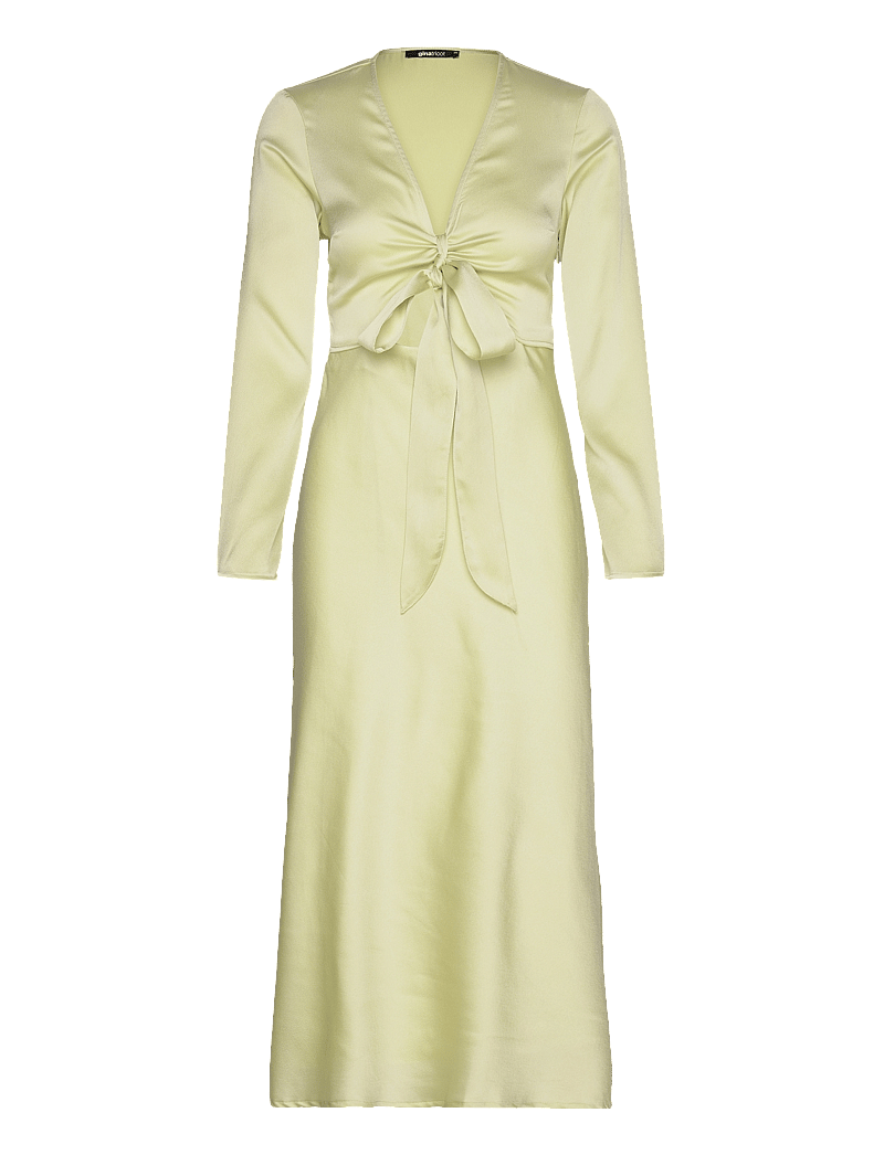 Gina Tricot - Tie front satin midi dress - midi kjoler - gleam (6544) - 0