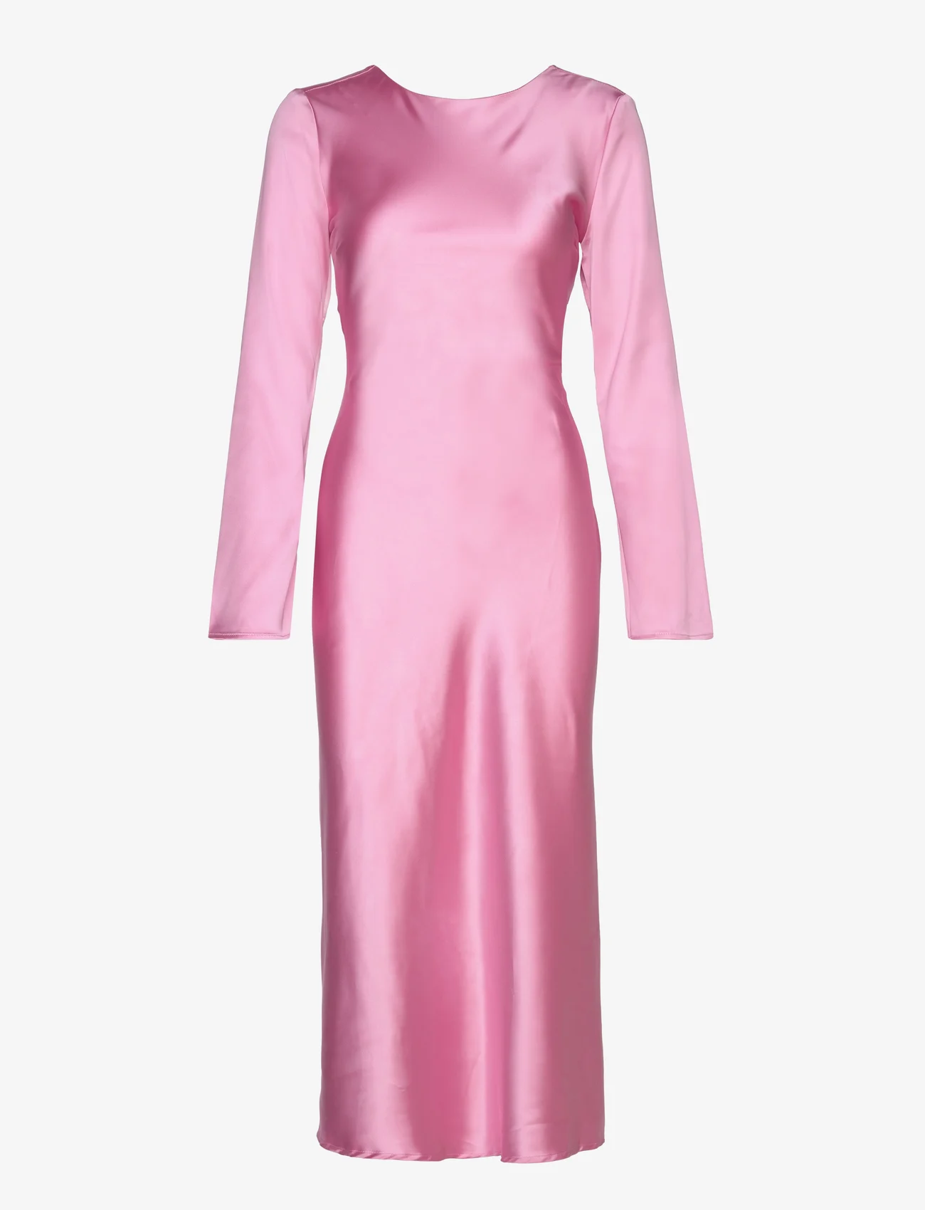 Gina Tricot - Longsleeve midi satin dress - sukienki do kolan i midi - begonia pink (3242) - 0