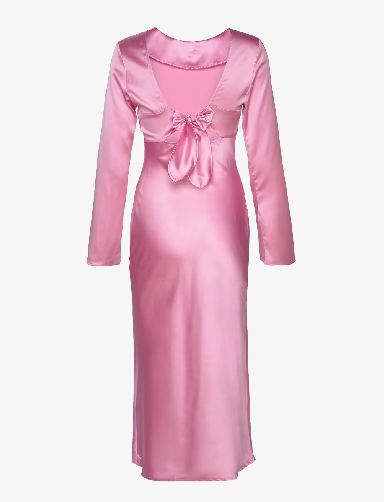 Gina Tricot - Longsleeve midi satin dress - midiklänningar - begonia pink (3242) - 1