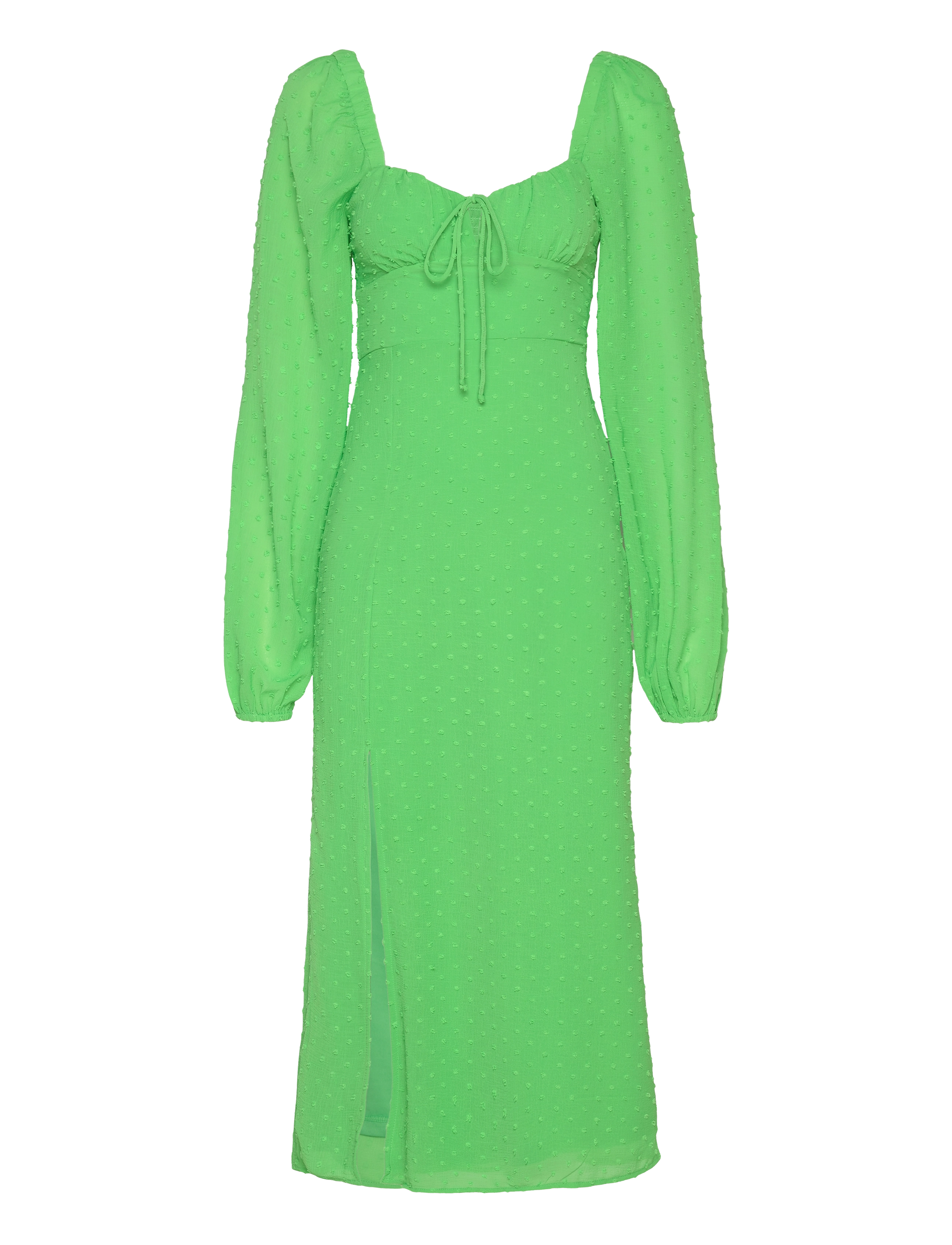 Gina Tricot Gathered Dot Midi Dress, 34, Green, Kjoler > Knælange Og Midi, Dame