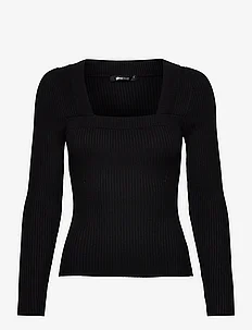Squareneck knitted top, Gina Tricot