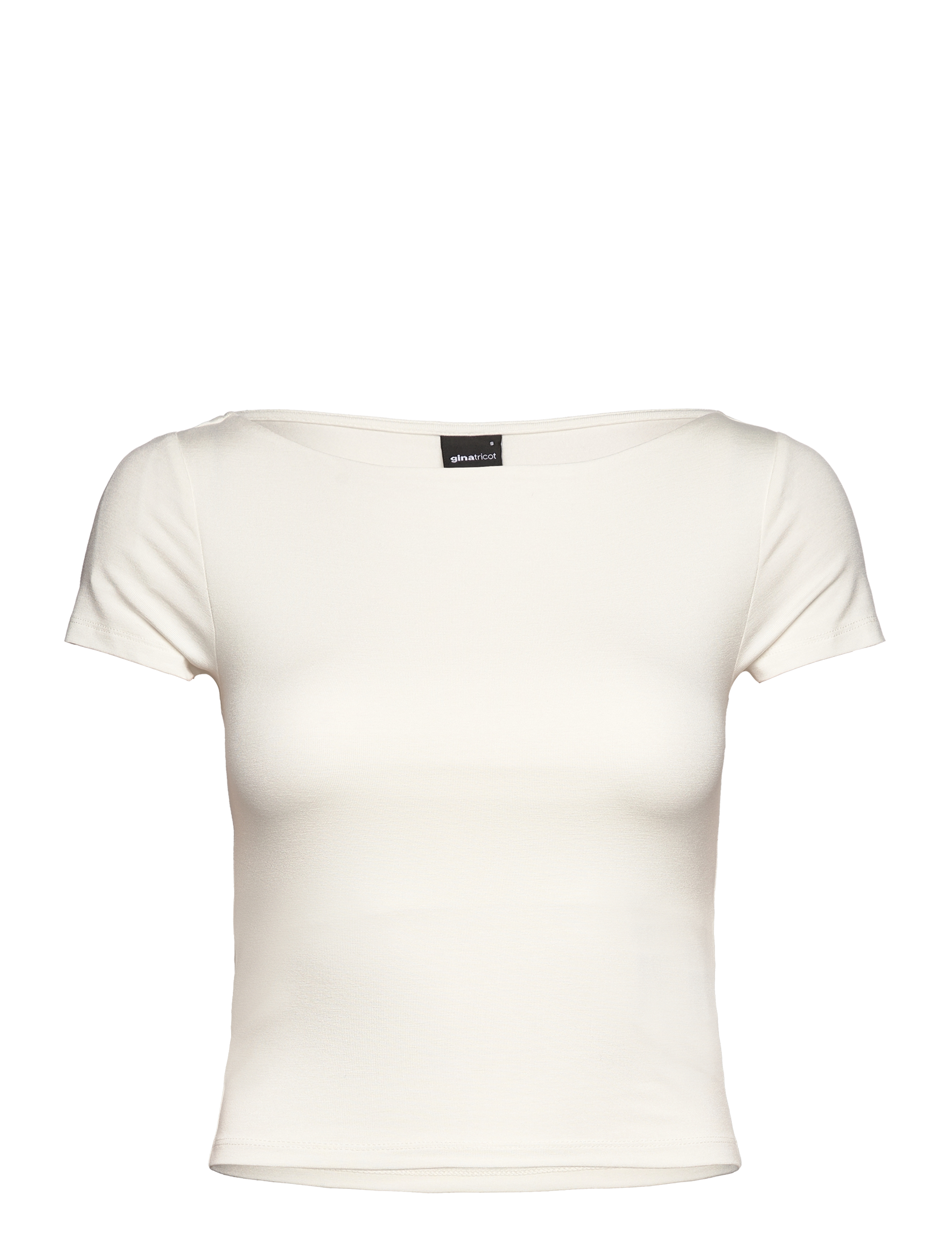 Soft touch cropped boatneck top - OFFWHITE