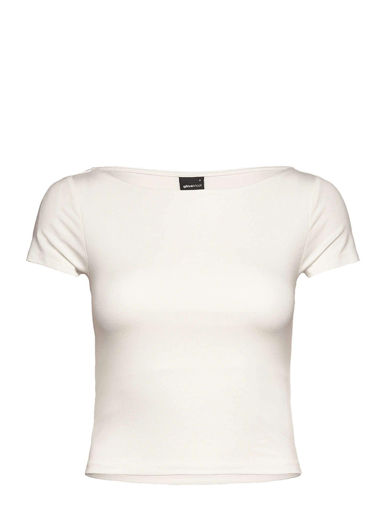 Soft touch cropped boatneck top - OFFWHITE