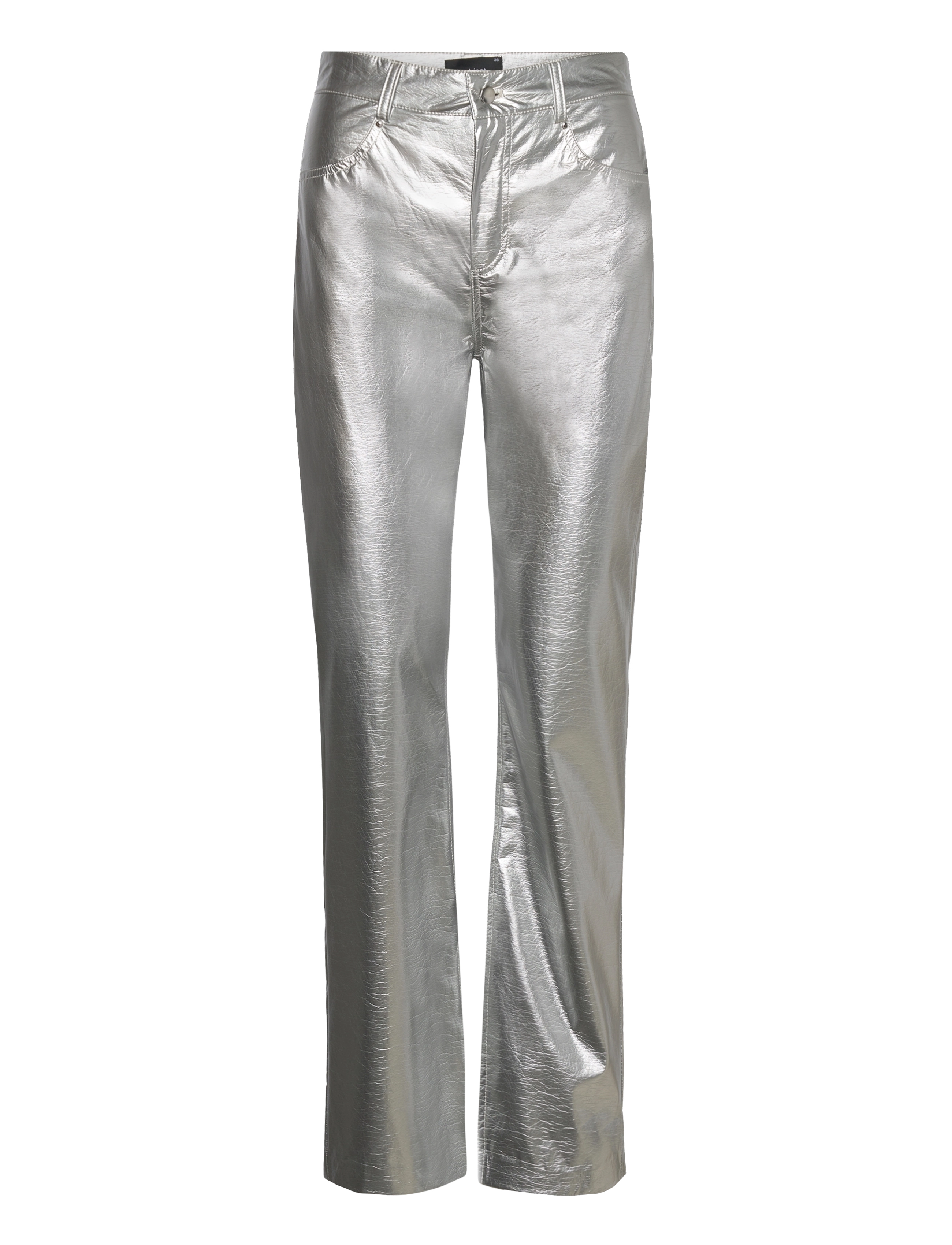 Gina Tricot Silver Pu Trousers, 36, Silber - Flared, Frauen