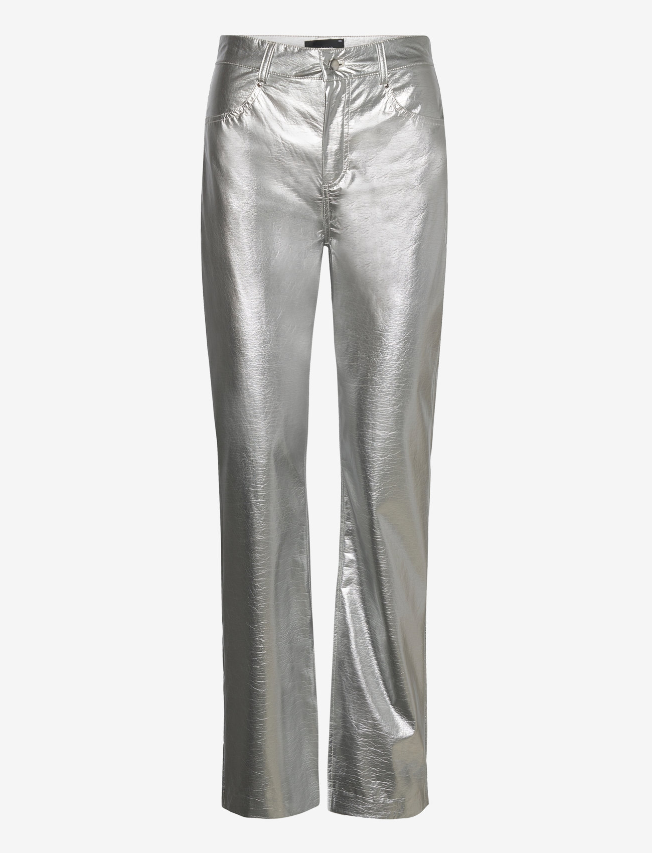 Gina Tricot - Silver pu trousers - alt laiad püksid - silver - 0