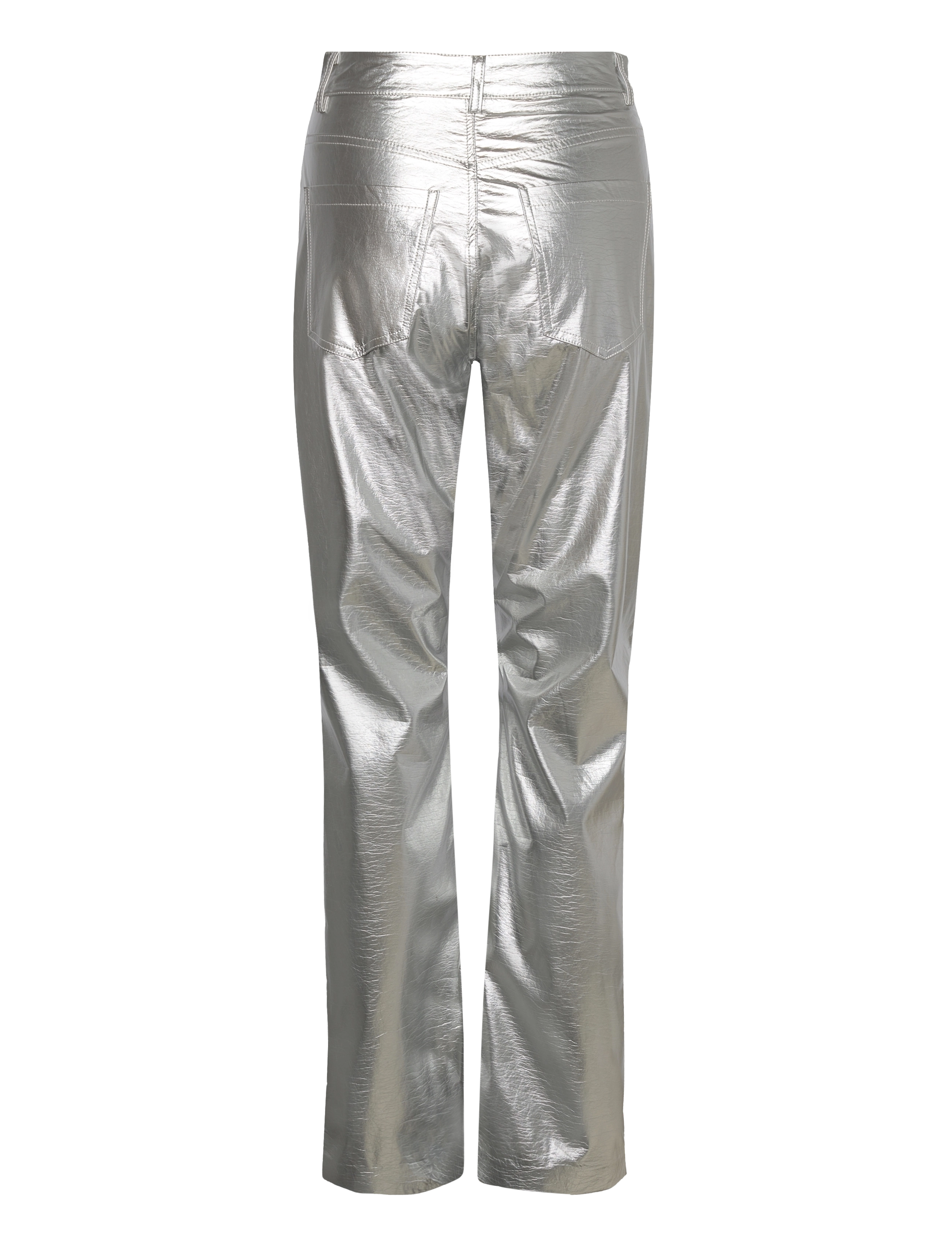 Gina Tricot - Silver pu trousers - alt laiad püksid - silver - 1