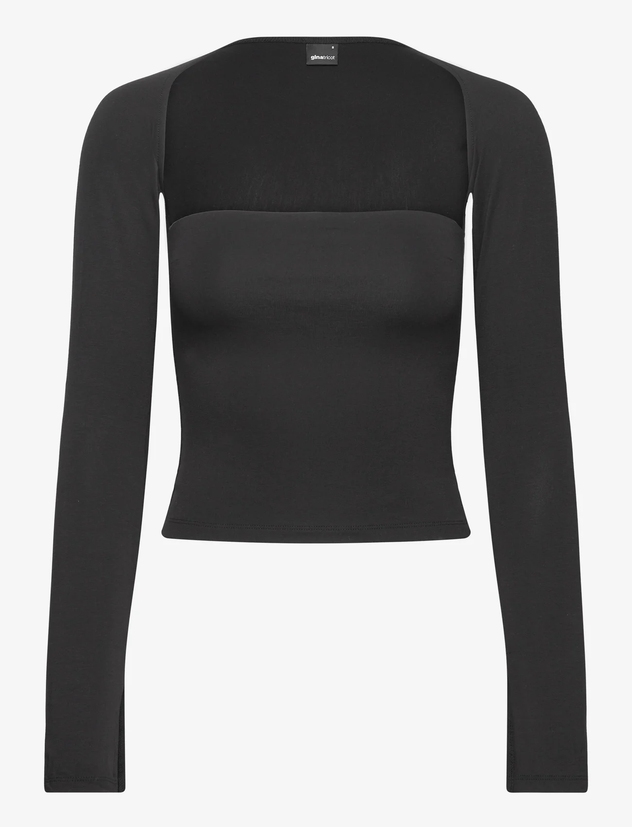 Gina Tricot - Soft touch square neck top - langärmlige tops - black (9000) - 0
