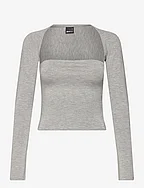 Soft touch square neck top - GREY MELANGE (8181)