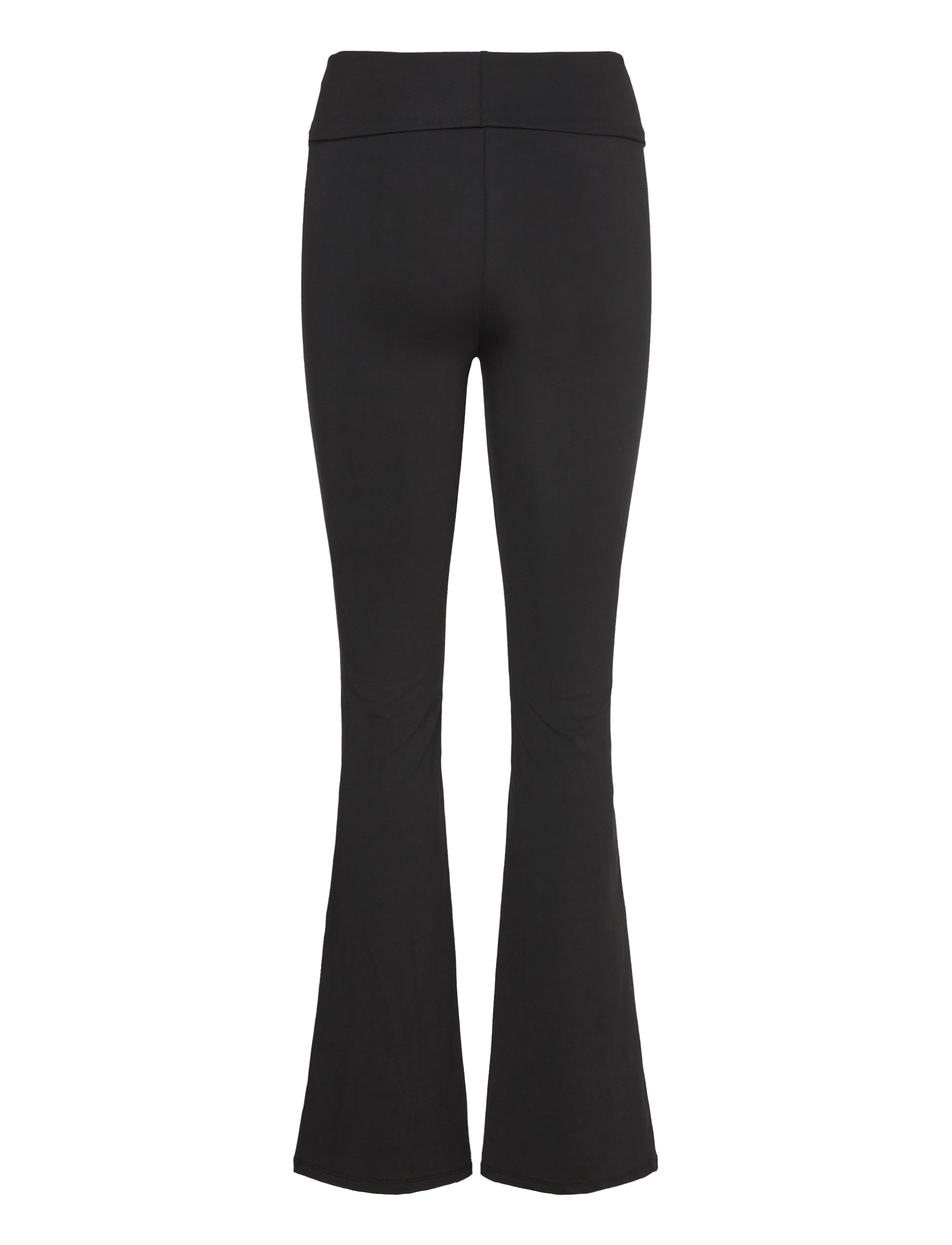 Gina Tricot - Soft touch folded trouser - utsvängda byxor - black (9000) - 2