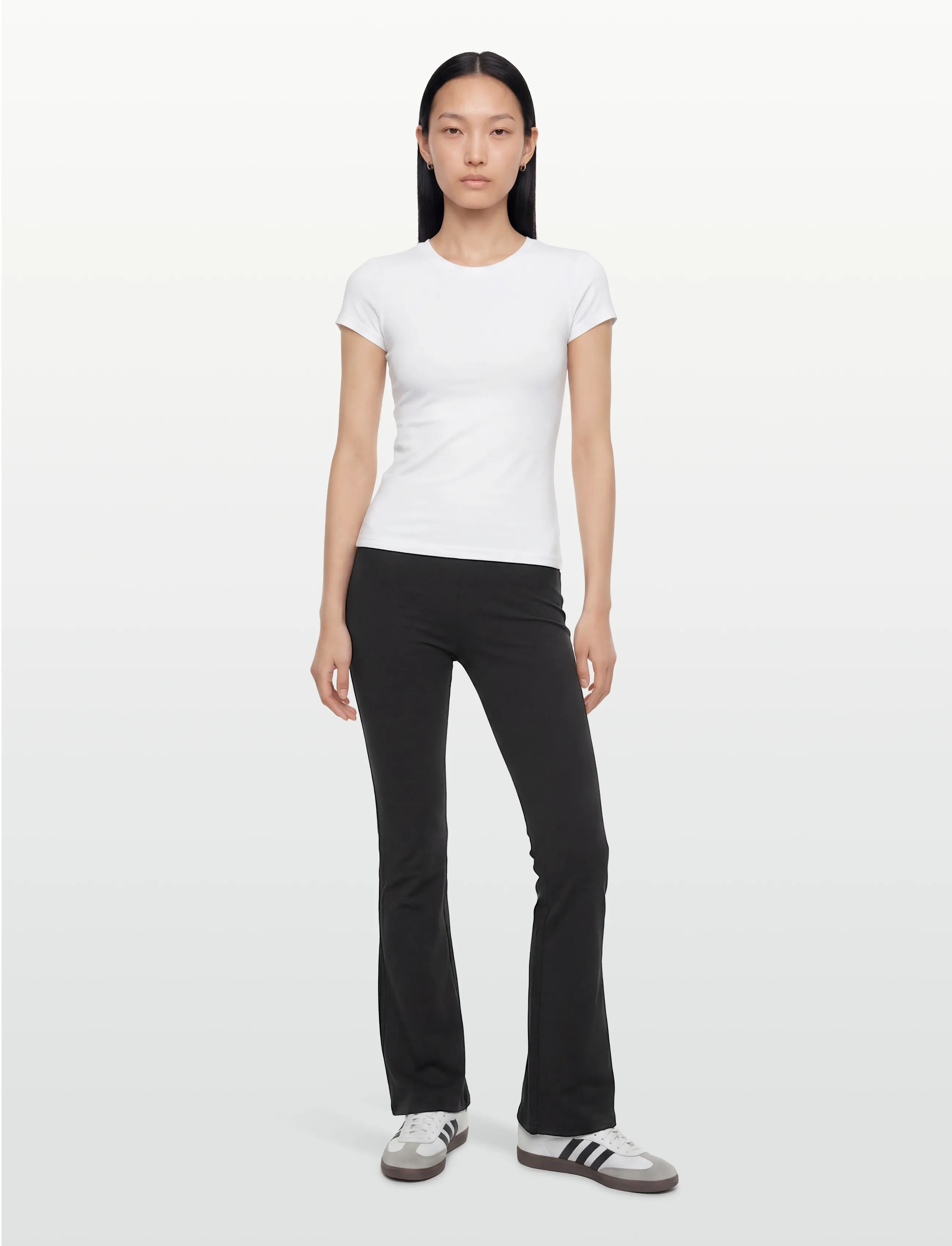Gina Tricot Soft Touch Folded Trouser, S, Black, Bukser > Flared, Dame