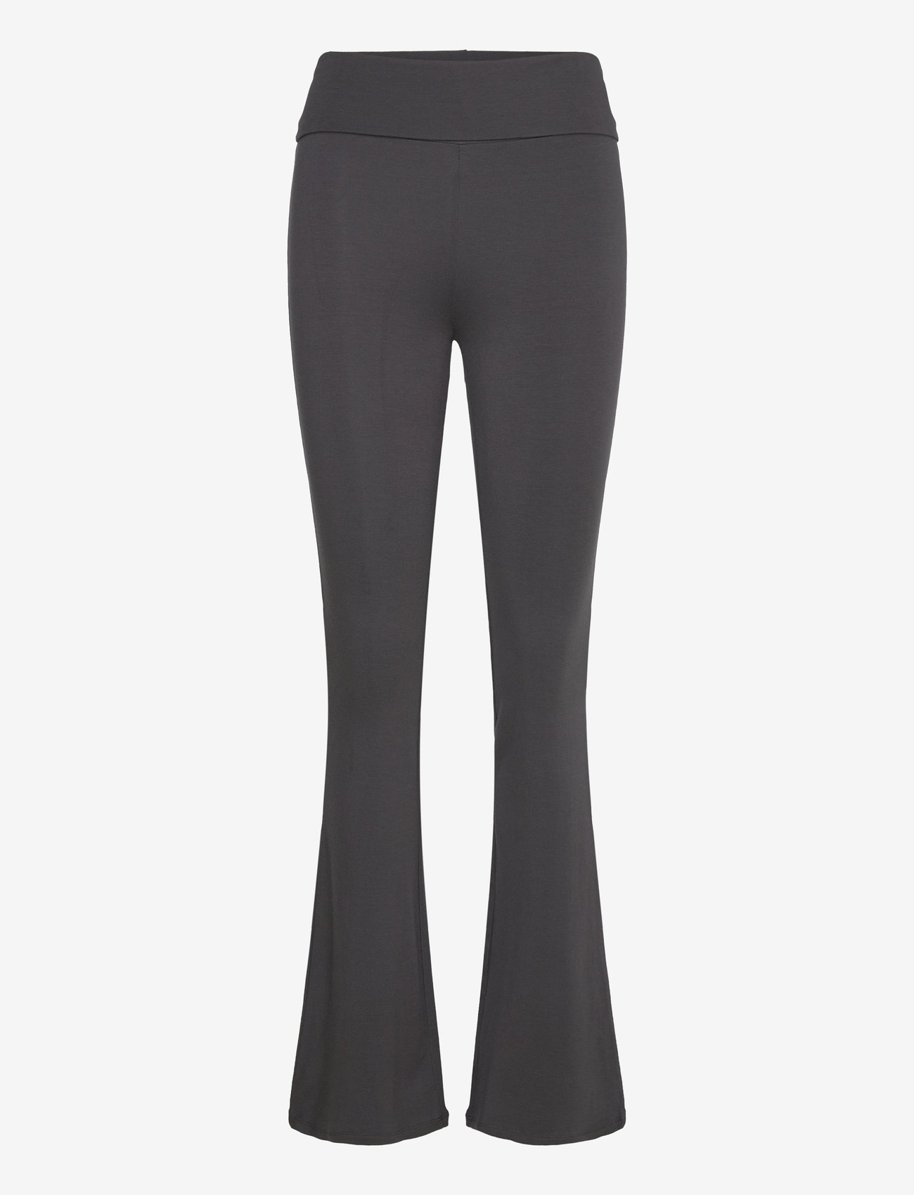 Gina Tricot - Soft touch folded trouser - utsvängda byxor - stone (7419) - 0