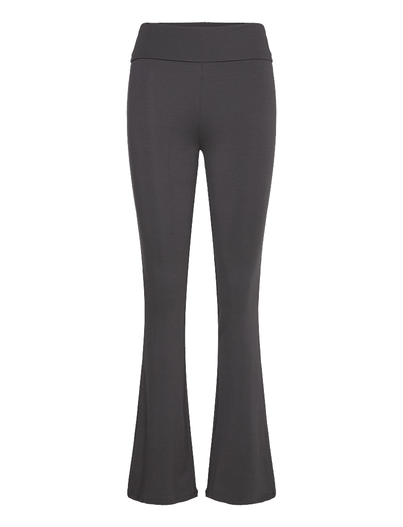 Gina Tricot - Soft touch folded trouser - utsvängda byxor - stone (7419) - 0
